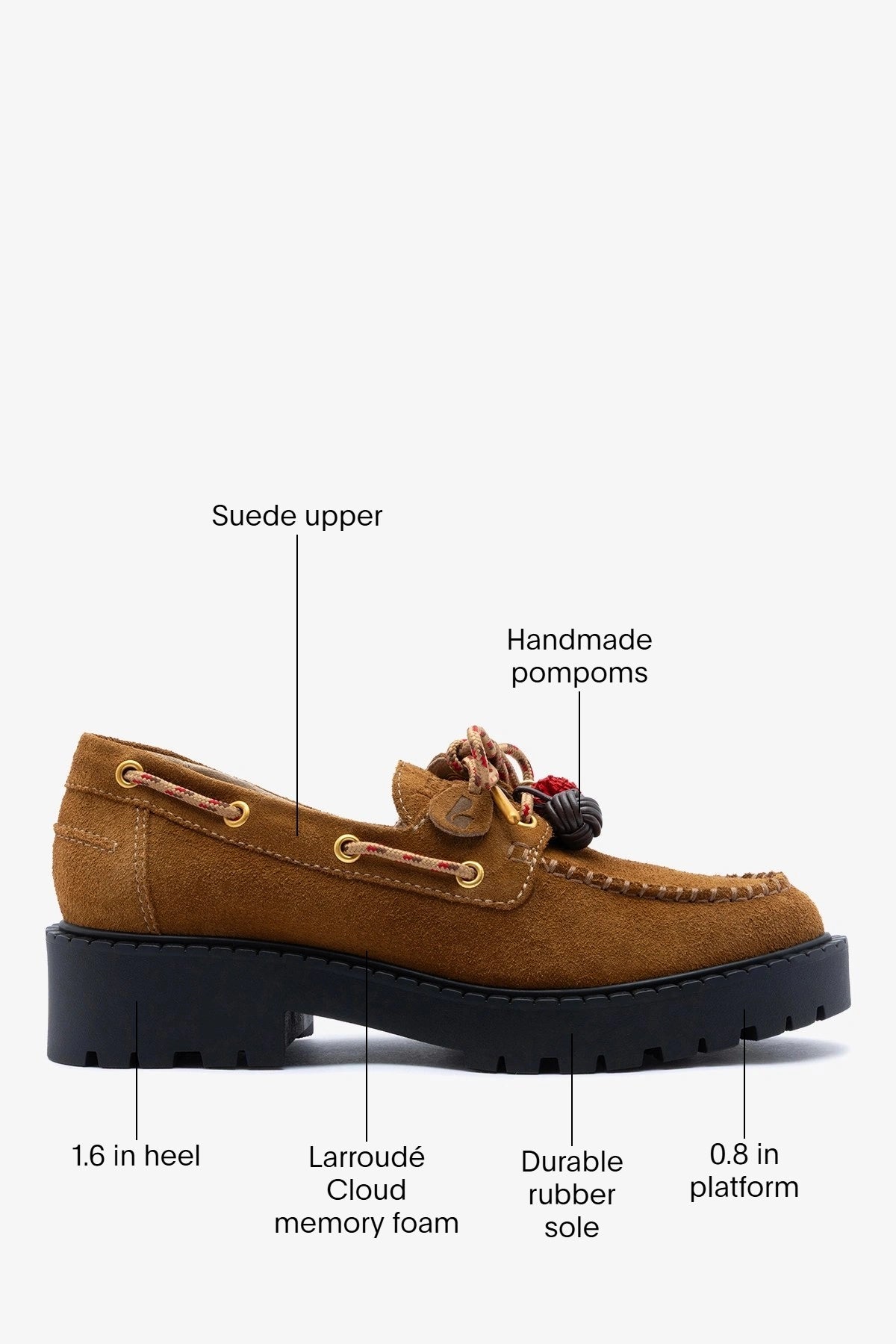 Larroude Cyprus Lugsole Loafer Russet Suede