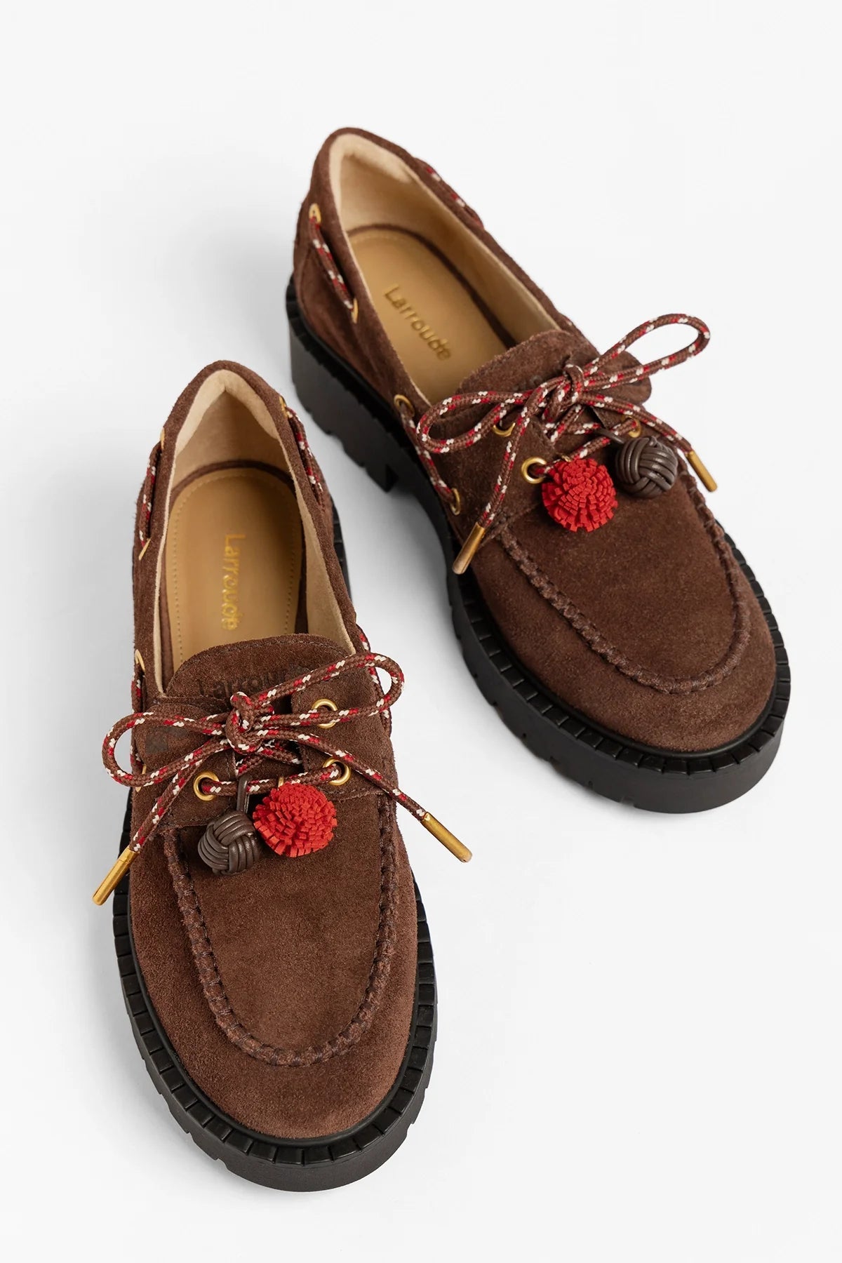 Larroude Cyprus Lugsole Loafer Brown Suede