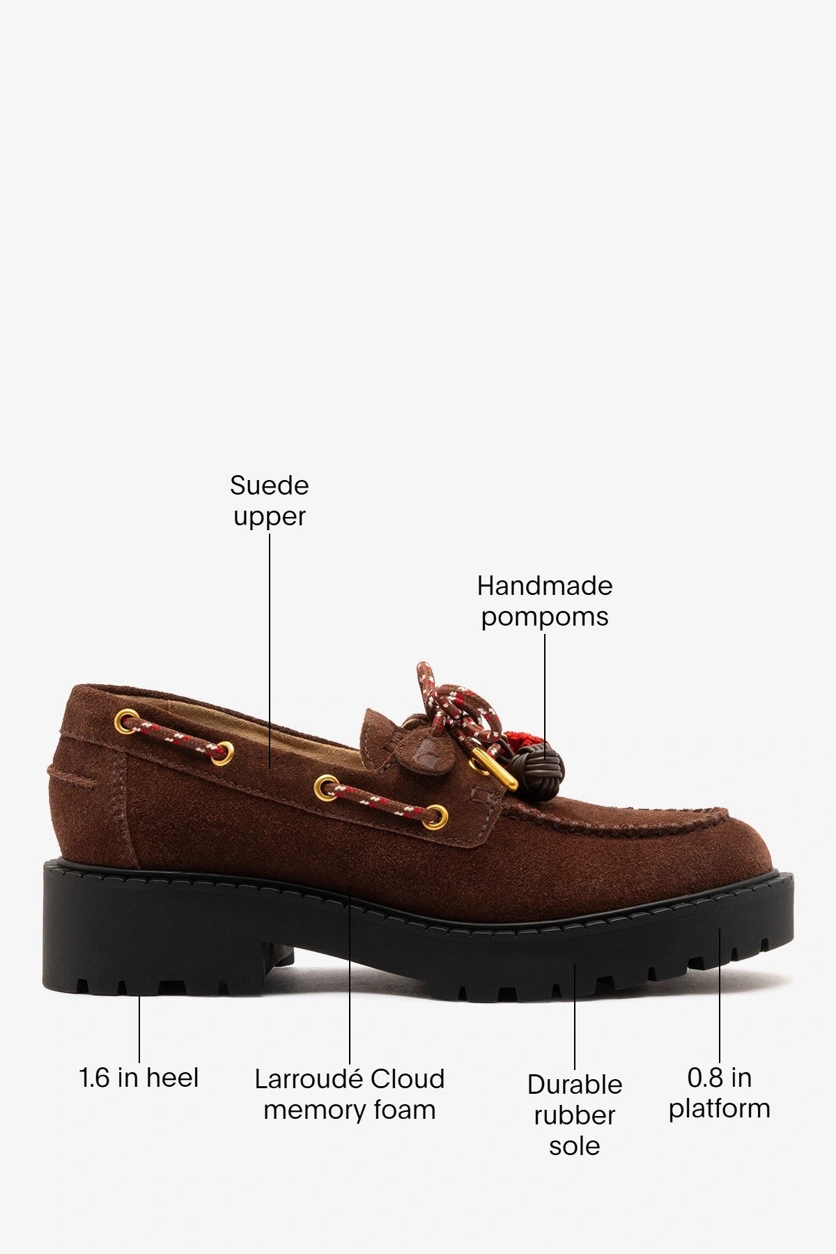 Larroude Cyprus Lugsole Loafer Brown Suede