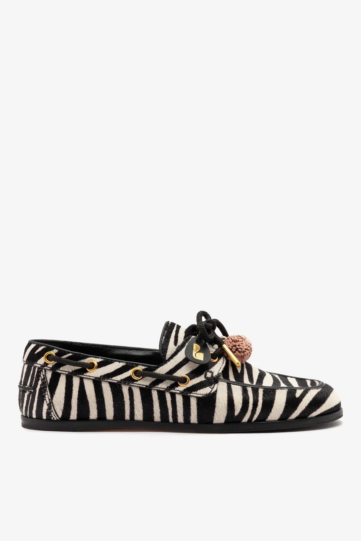 Larroude Cyprus Boat Shoe Zebra Hair Leather