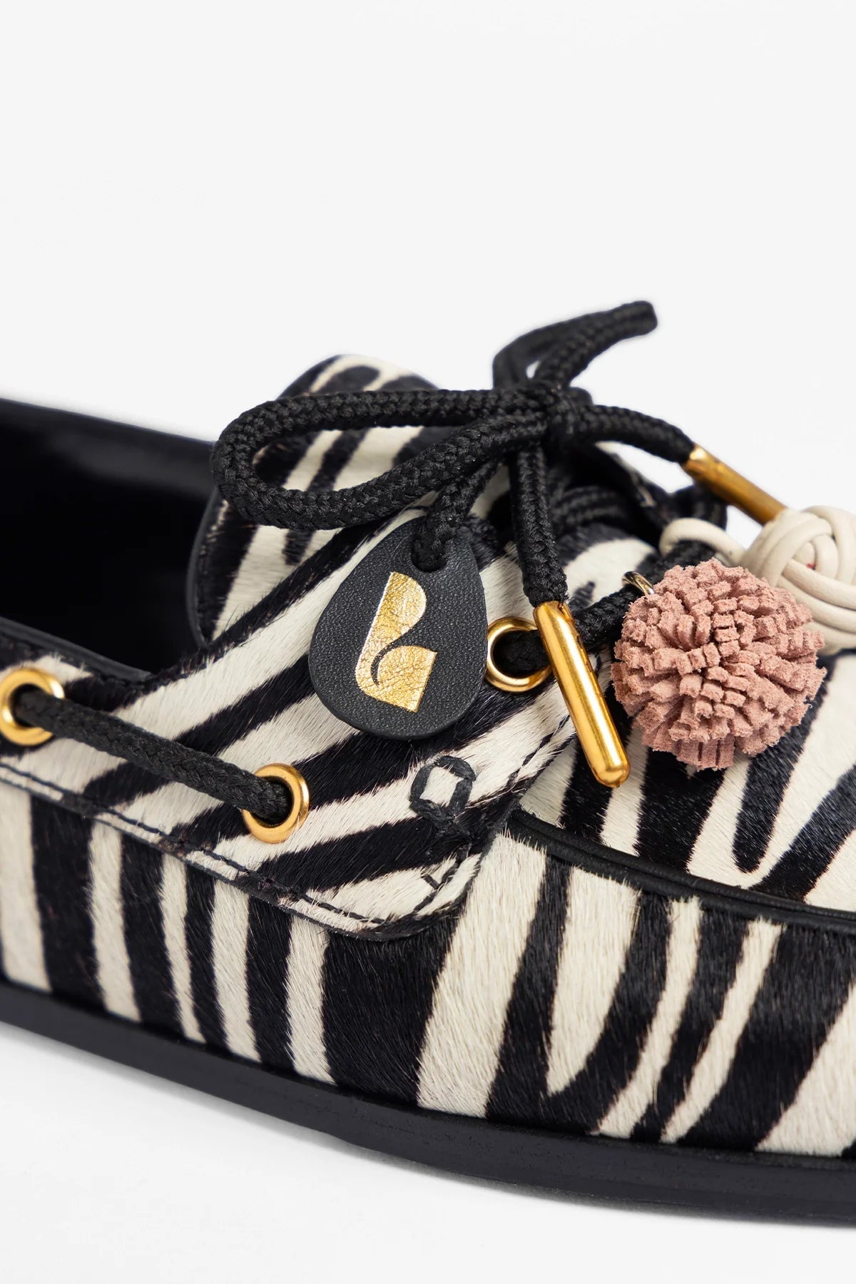 Larroude Cyprus Boat Shoe Zebra Hair Leather