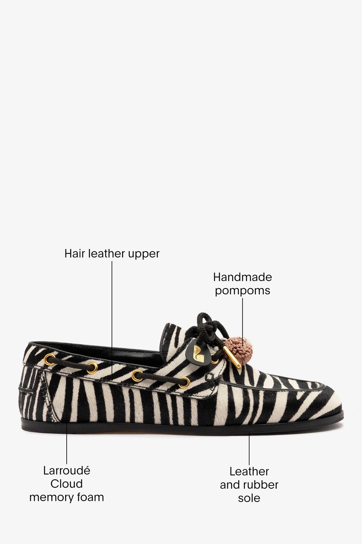 Larroude Cyprus Boat Shoe Zebra Hair Leather