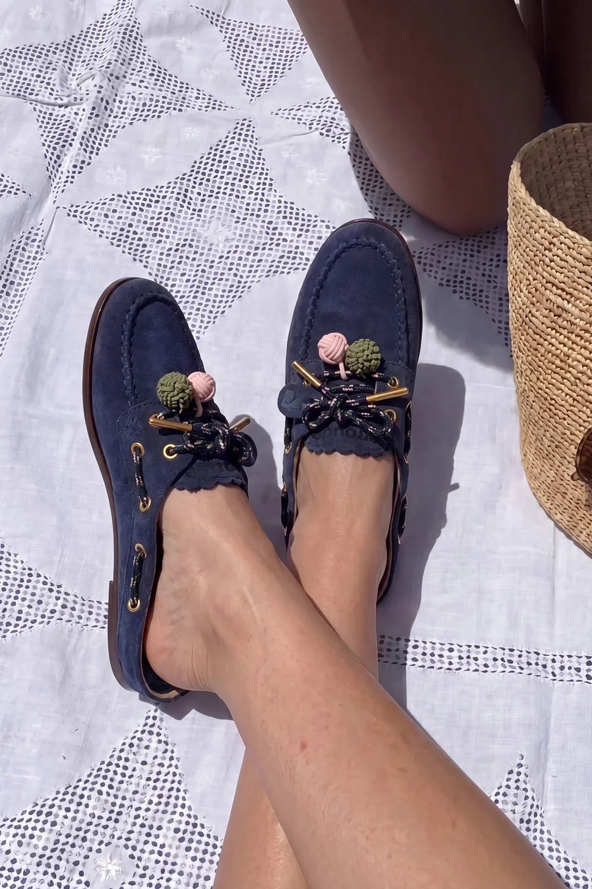 Larroude Cyprus Mule Indigo Suede