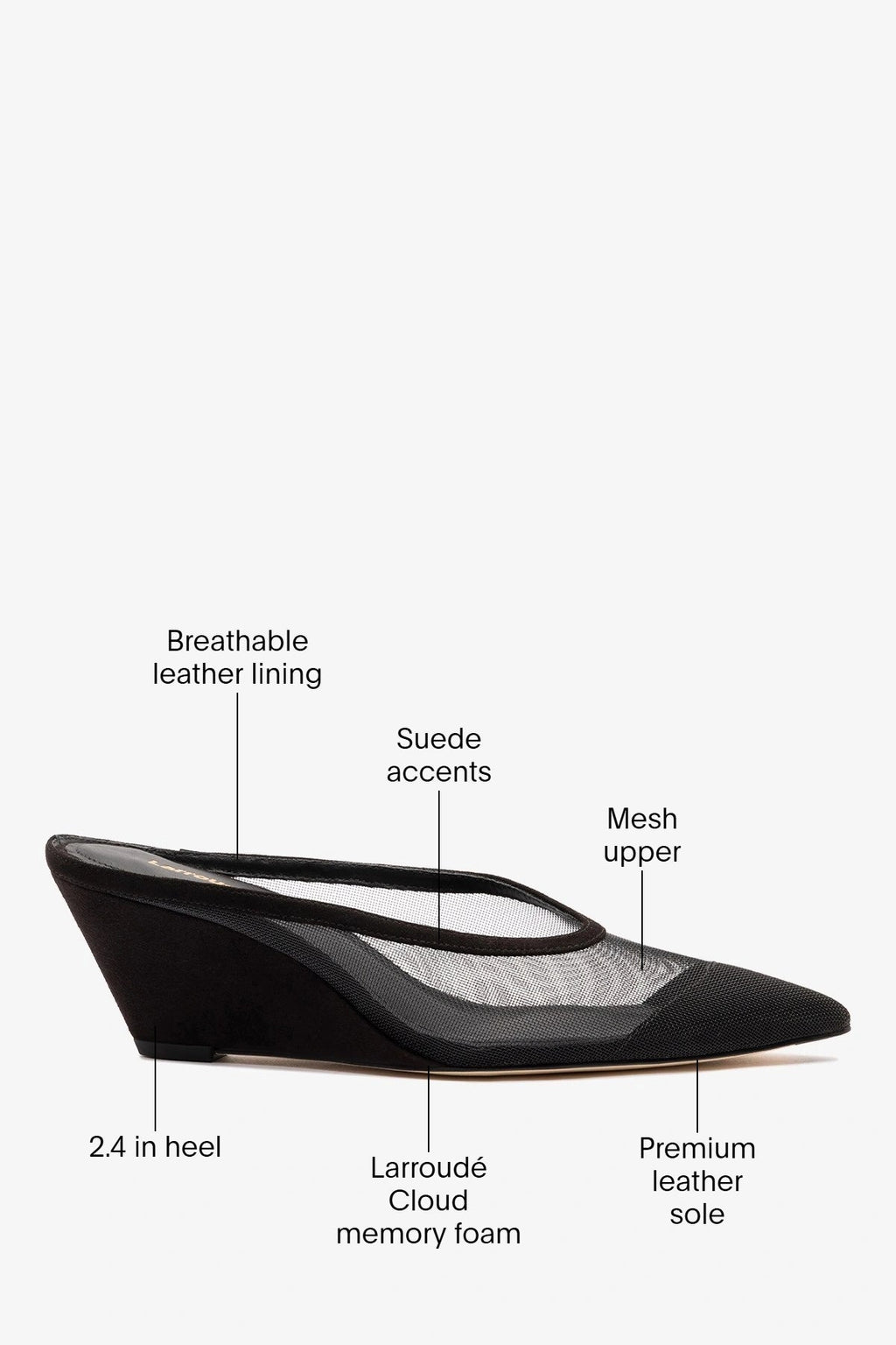 Larroude Loulou Mesh Mule Black