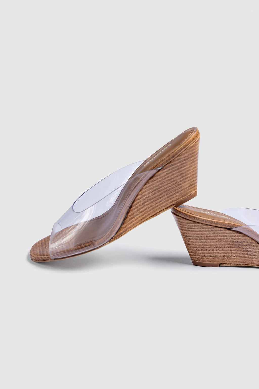 Larroude Vivi Wedge Mule In Clear Vinyl