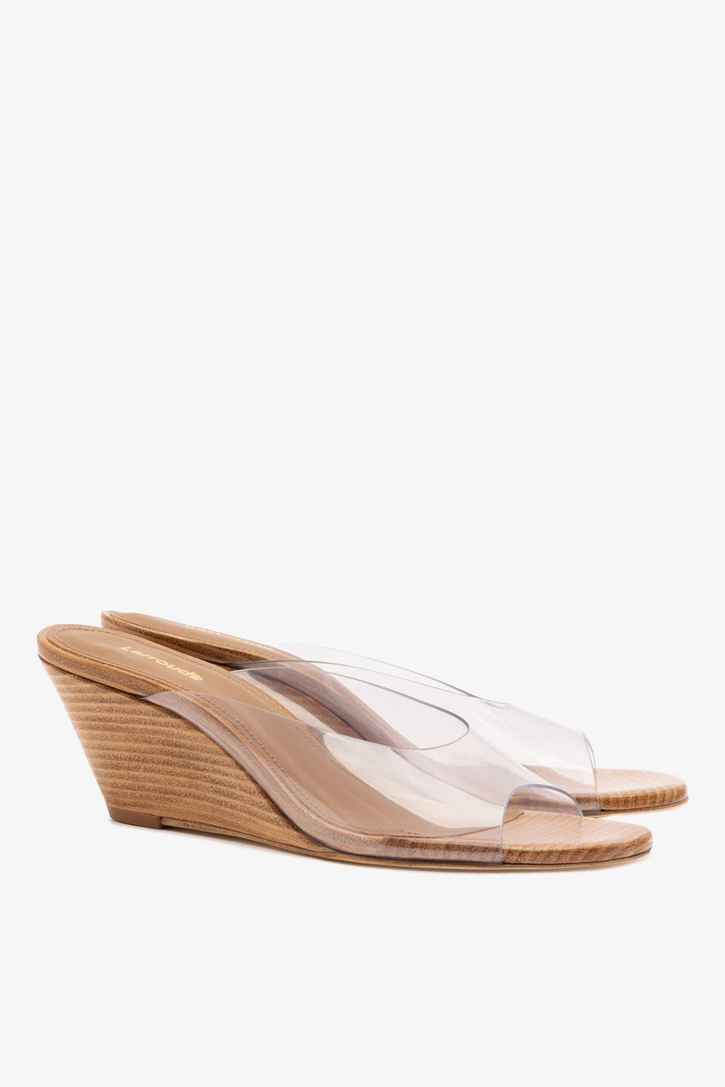 Larroude Vivi Wedge Mule In Clear Vinyl