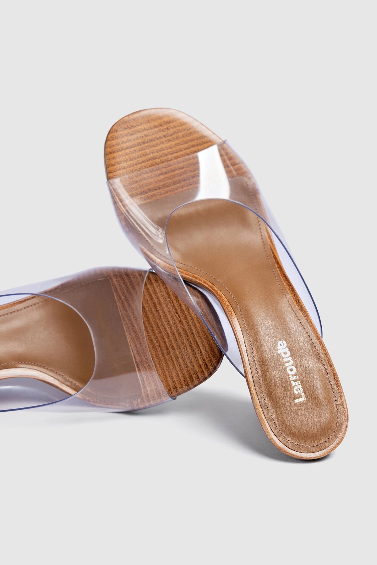 Larroude Vivi Wedge Mule In Clear Vinyl