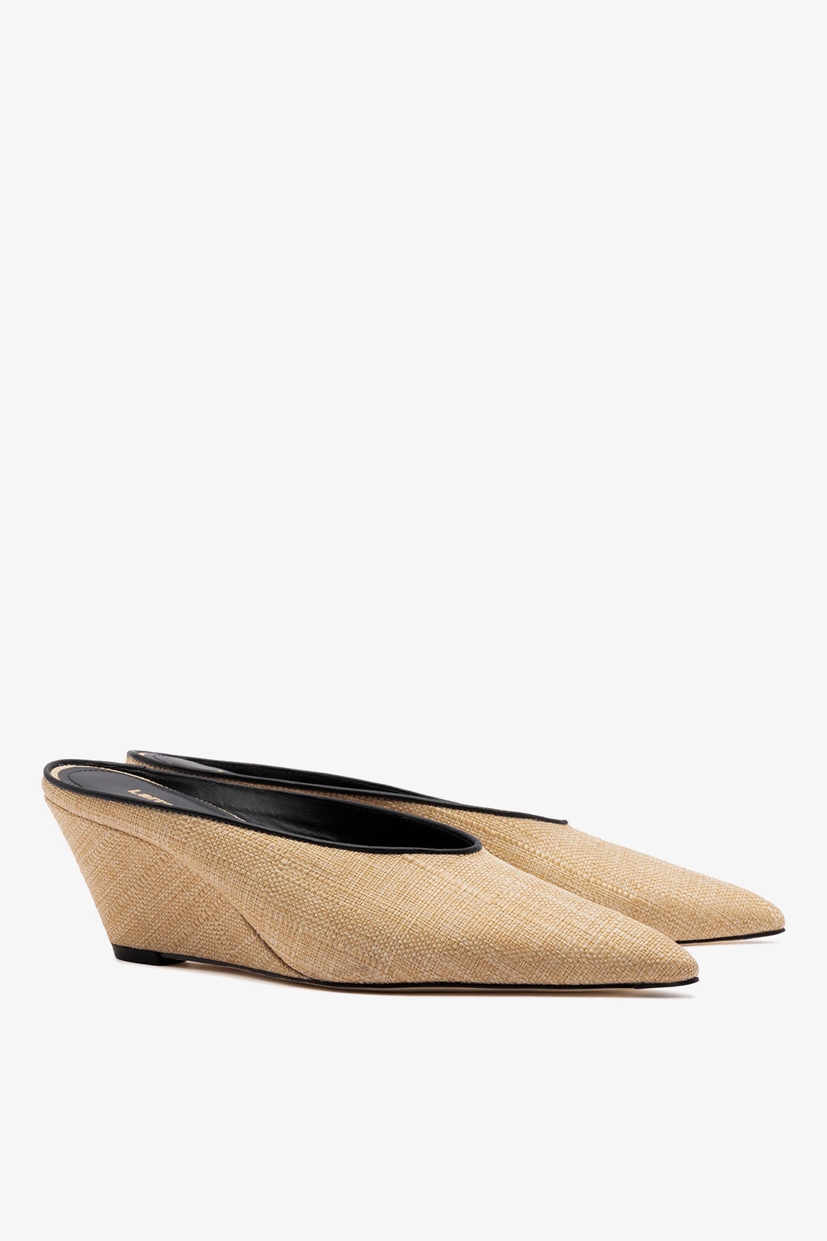 Larroude Loulou Mule Beige Raffia