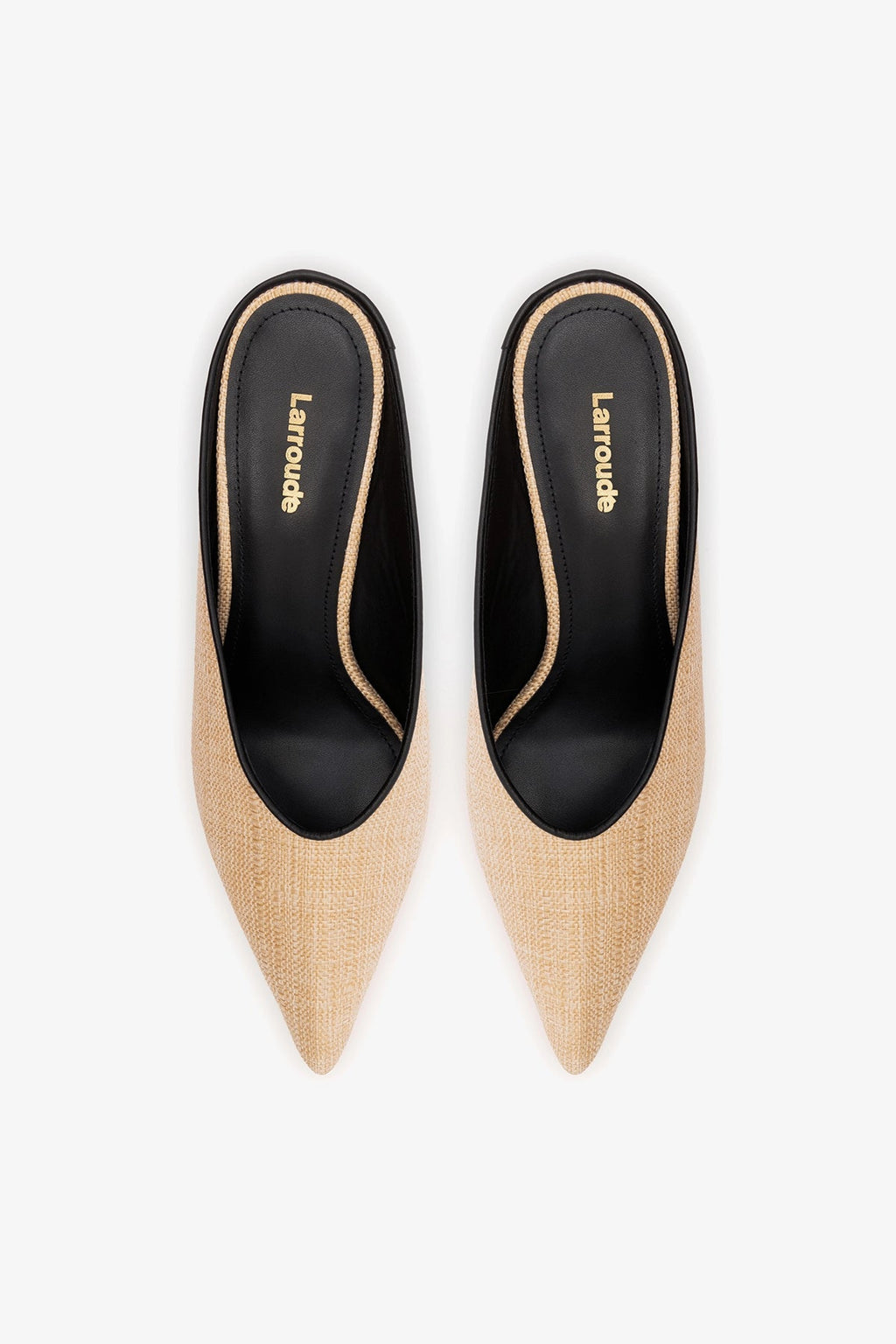 Larroude Loulou Mule Beige Raffia