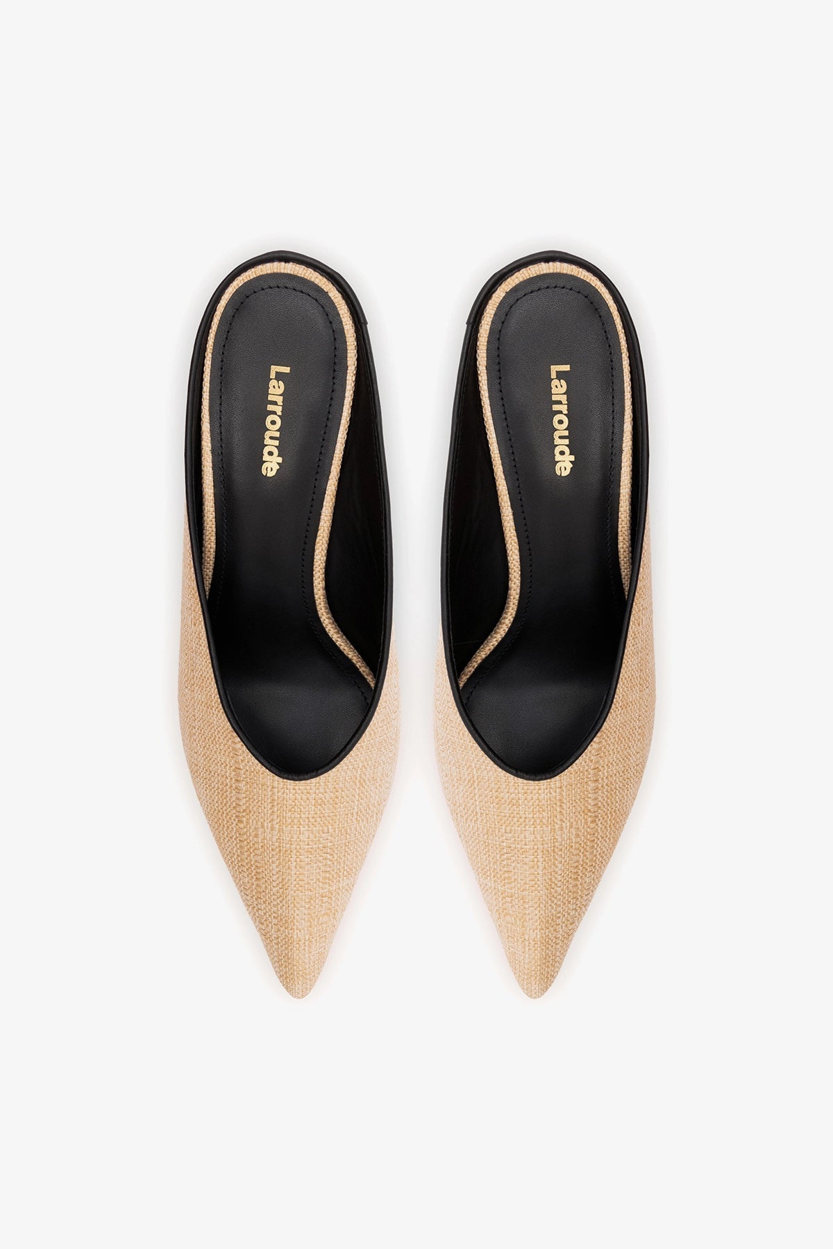Larroude Loulou Mule Beige Raffia