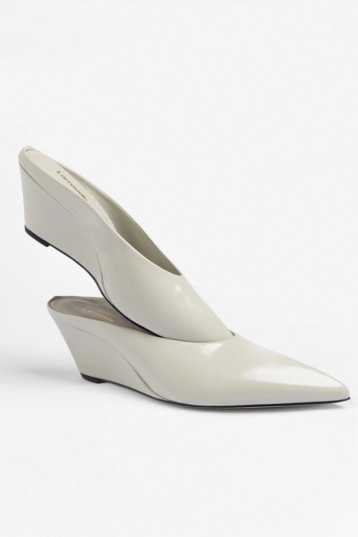 Larroude Loulou Mule Moon Gray Leather