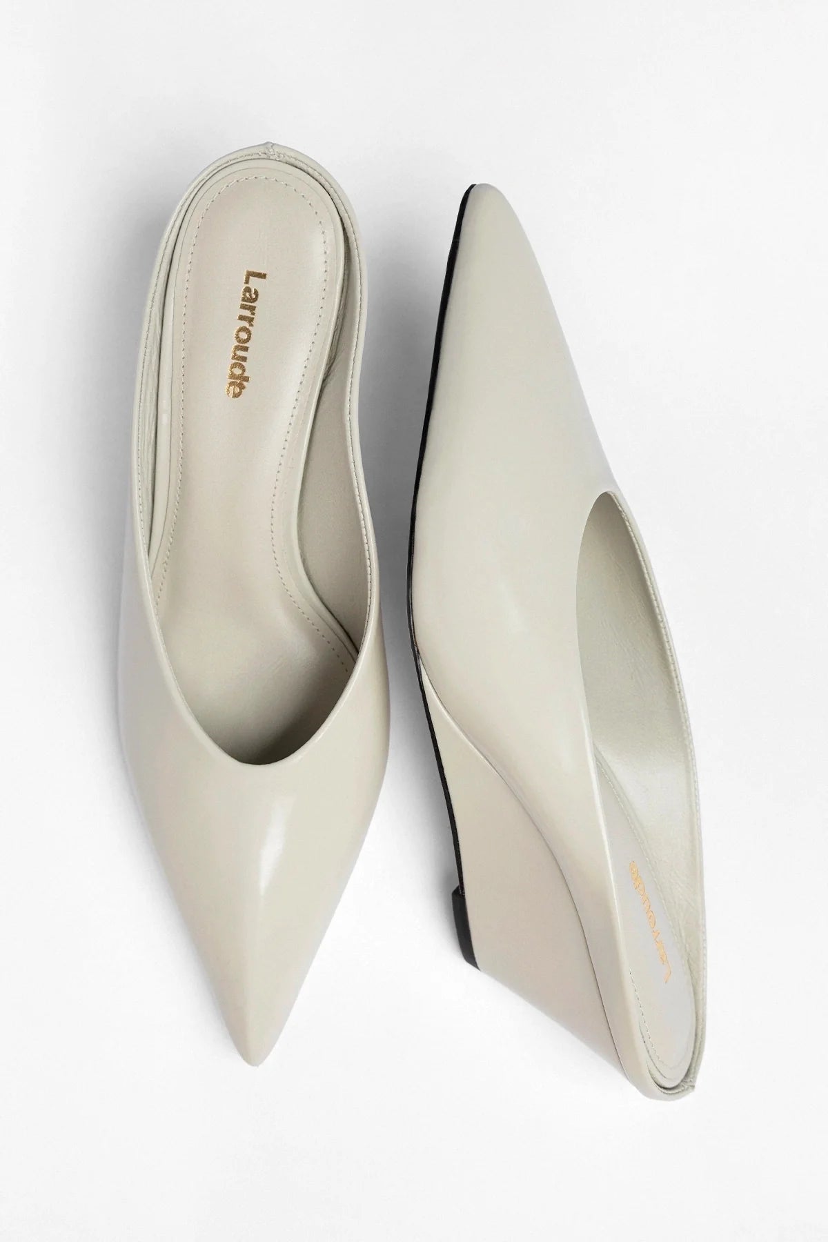 Larroude Loulou Mule Moon Gray Leather