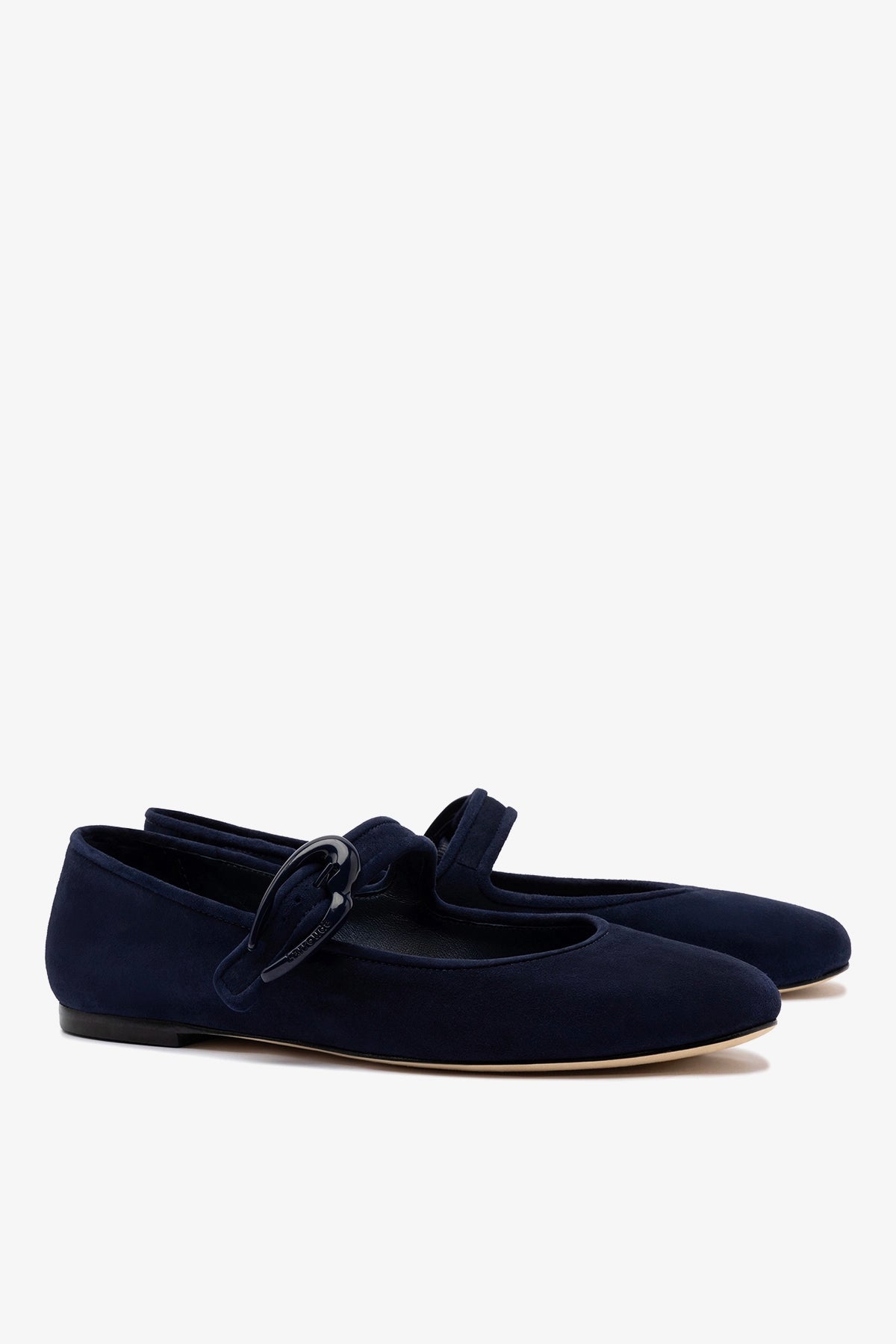Larroude Verona Ballet Flat In Navy Suede