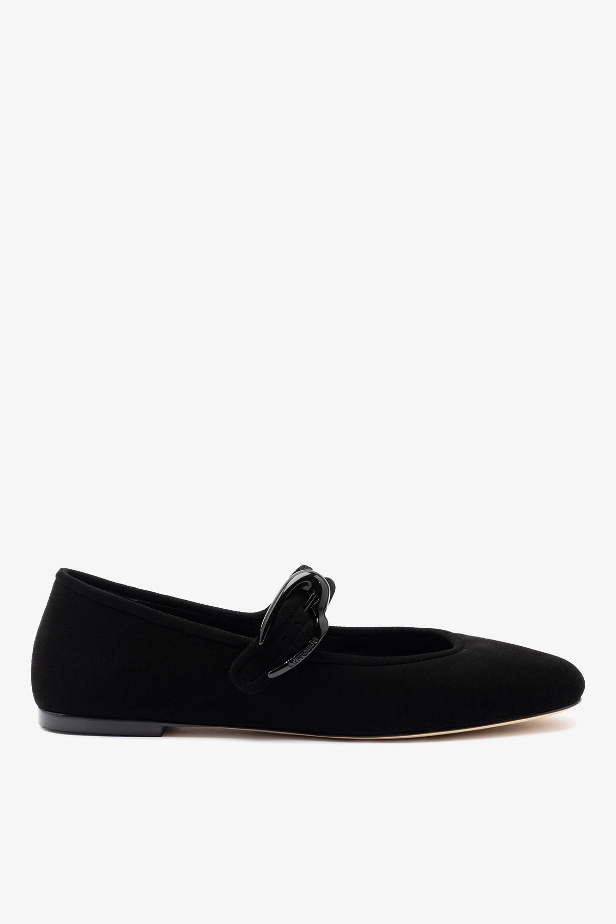 Larroude Verona Ballet Flat In Black Suede