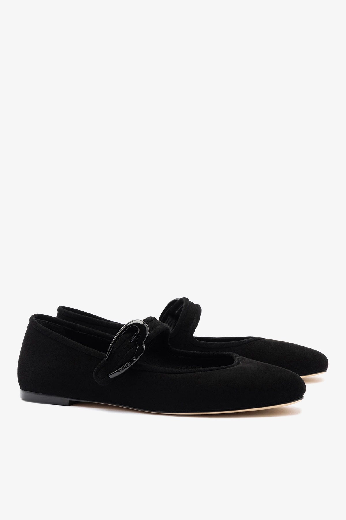 Larroude Verona Ballet Flat In Black Suede