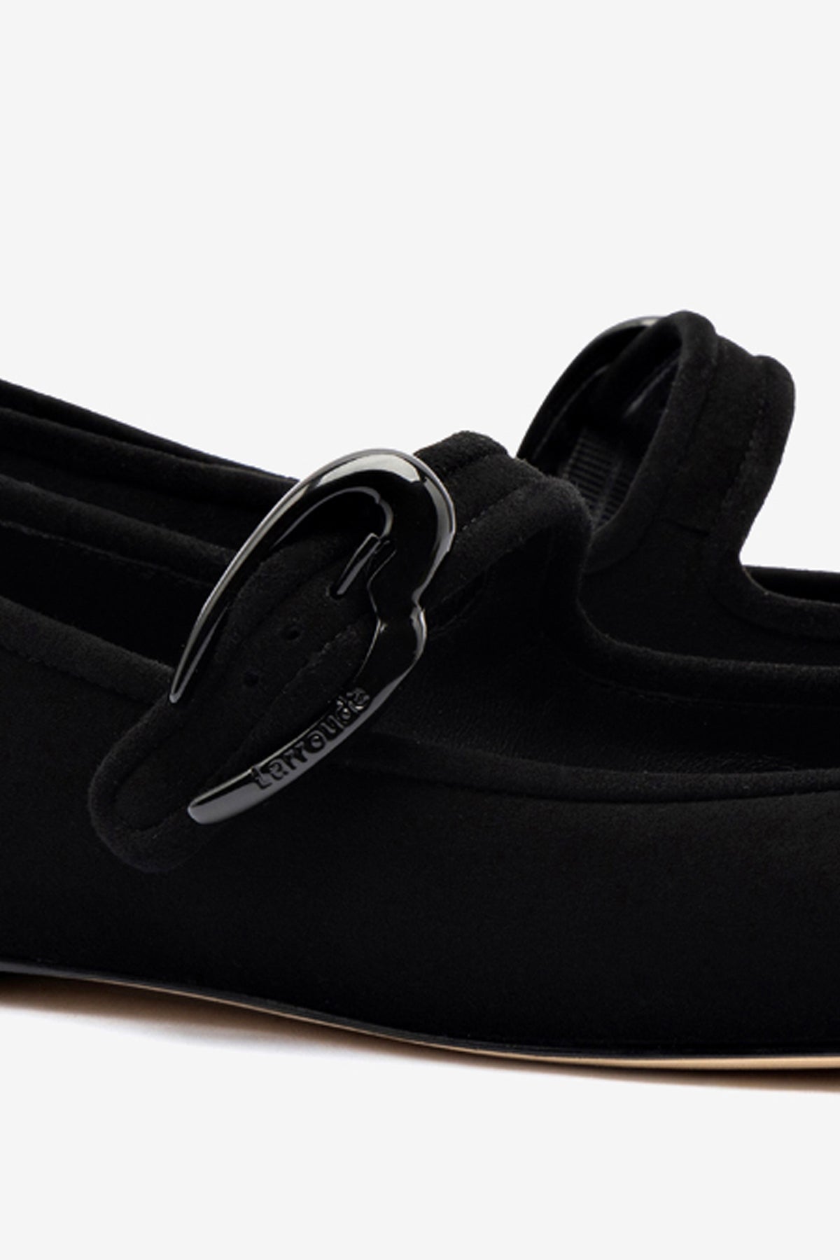 Larroude Verona Ballet Flat In Black Suede