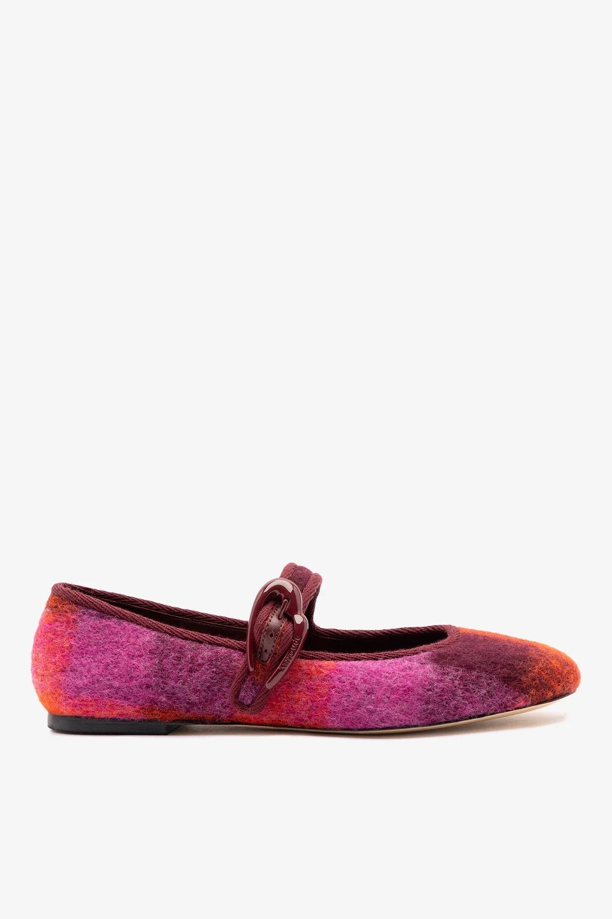 Larroude Verona Ballet Flat Plum Printed Felt