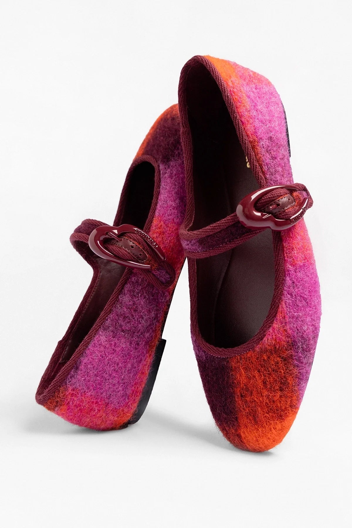 Larroude Verona Ballet Flat Plum Printed Felt
