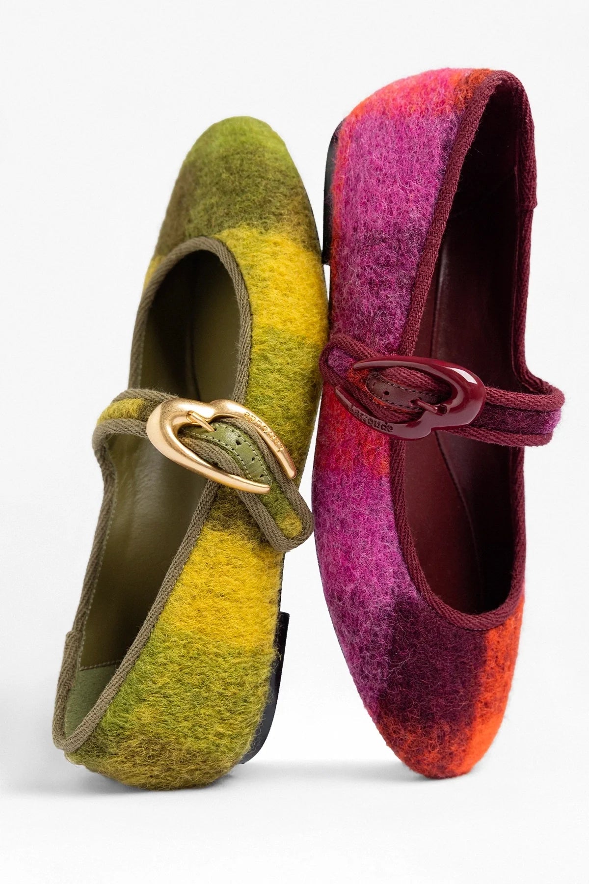 Larroude Verona Ballet Flat Plum Printed Felt