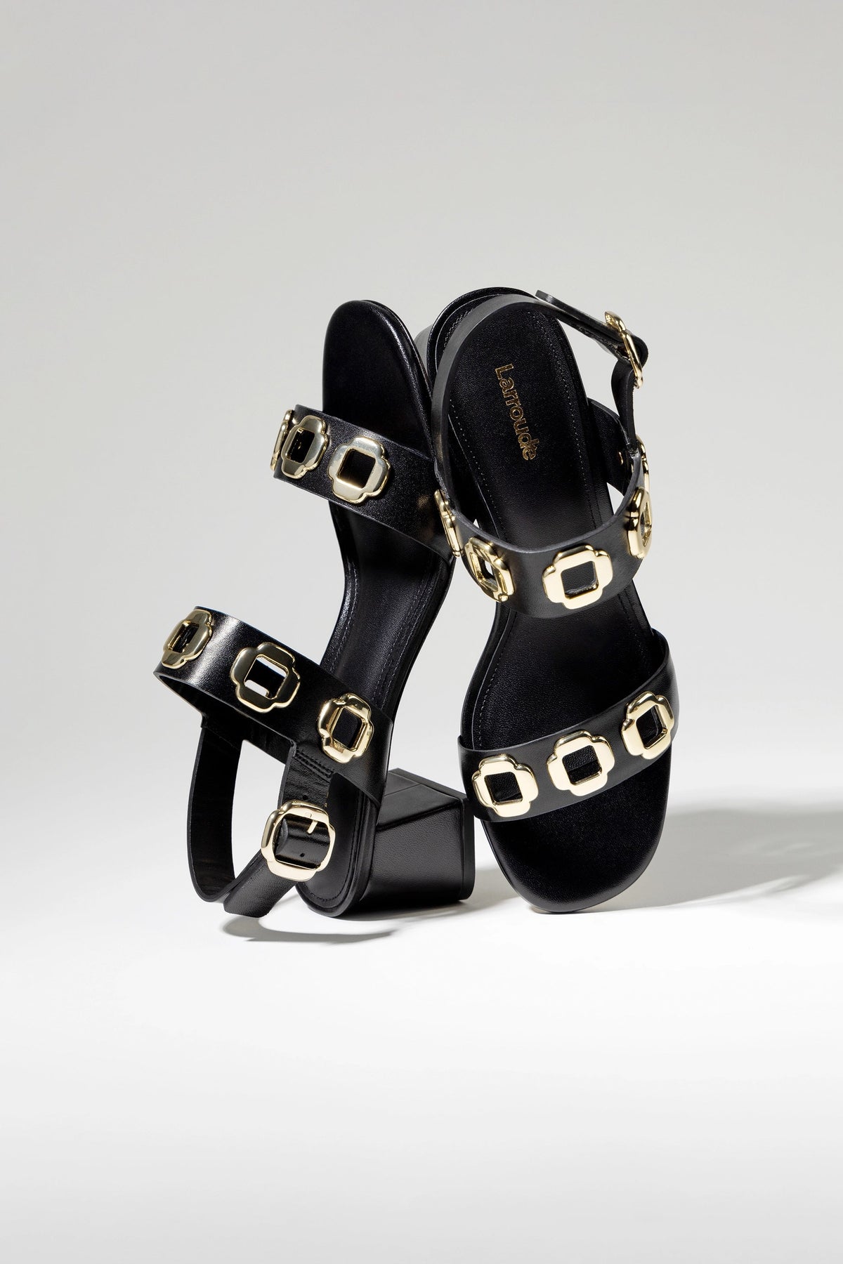 Larroude Milan Sandal In Black Leather