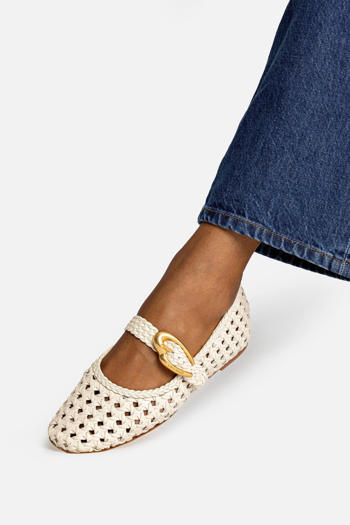 Larroude Verona New Macrame In Ivory Leather