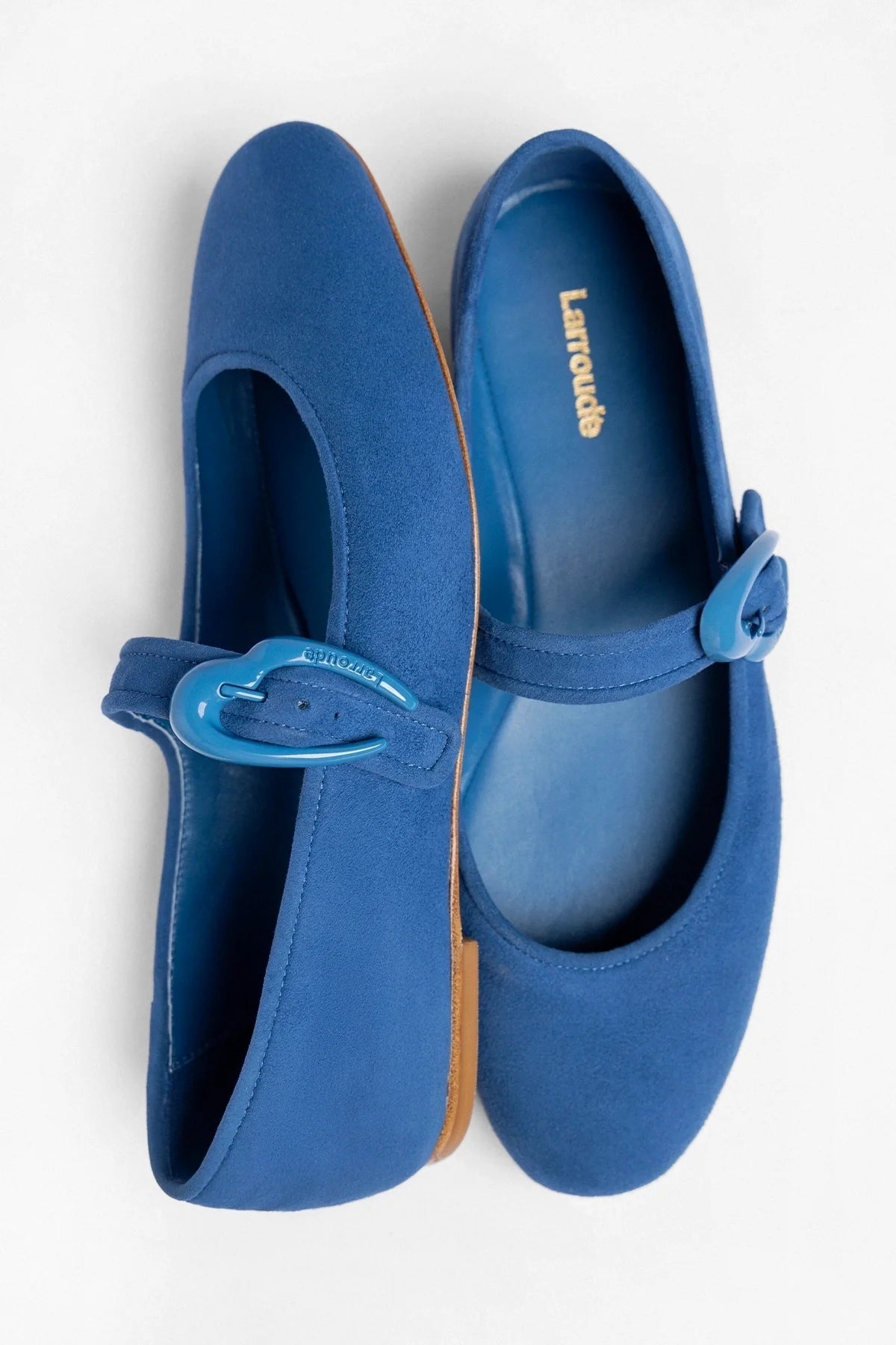 Larroude Verona Ballet Flat Blue Suede