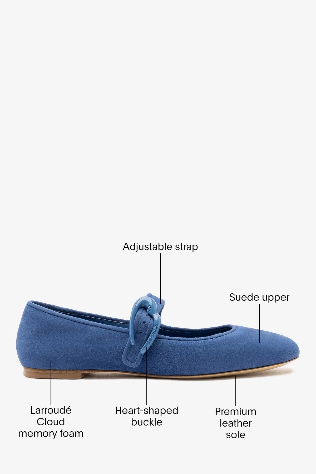 Larroude Verona Ballet Flat Blue Suede