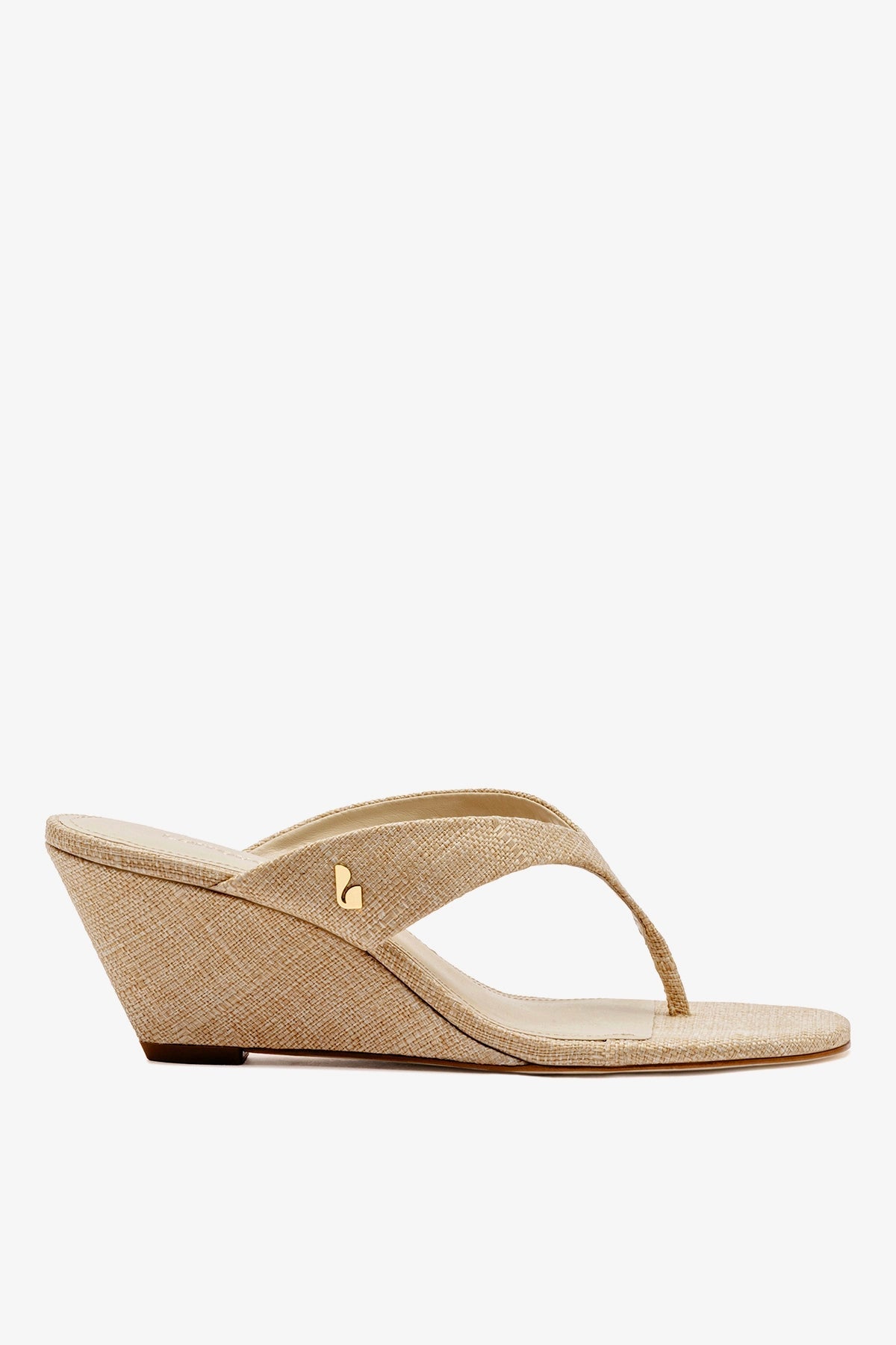 Larroude Gaia Low Wedge In Beige Raffia