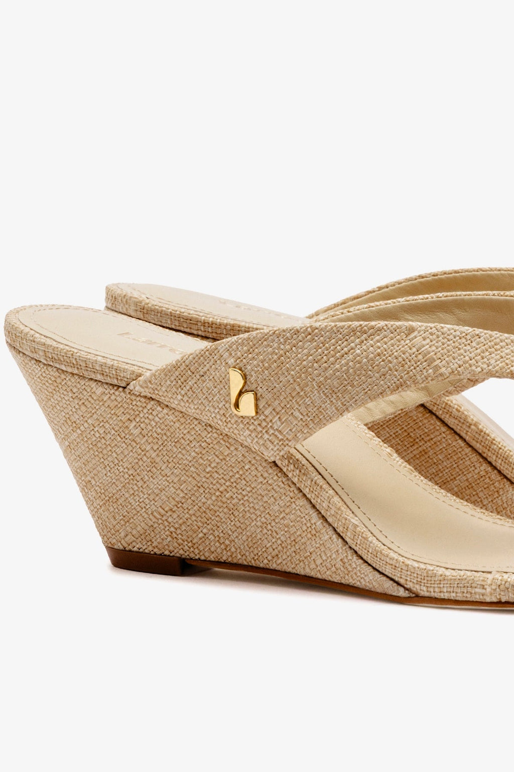 Larroude Gaia Low Wedge In Beige Raffia