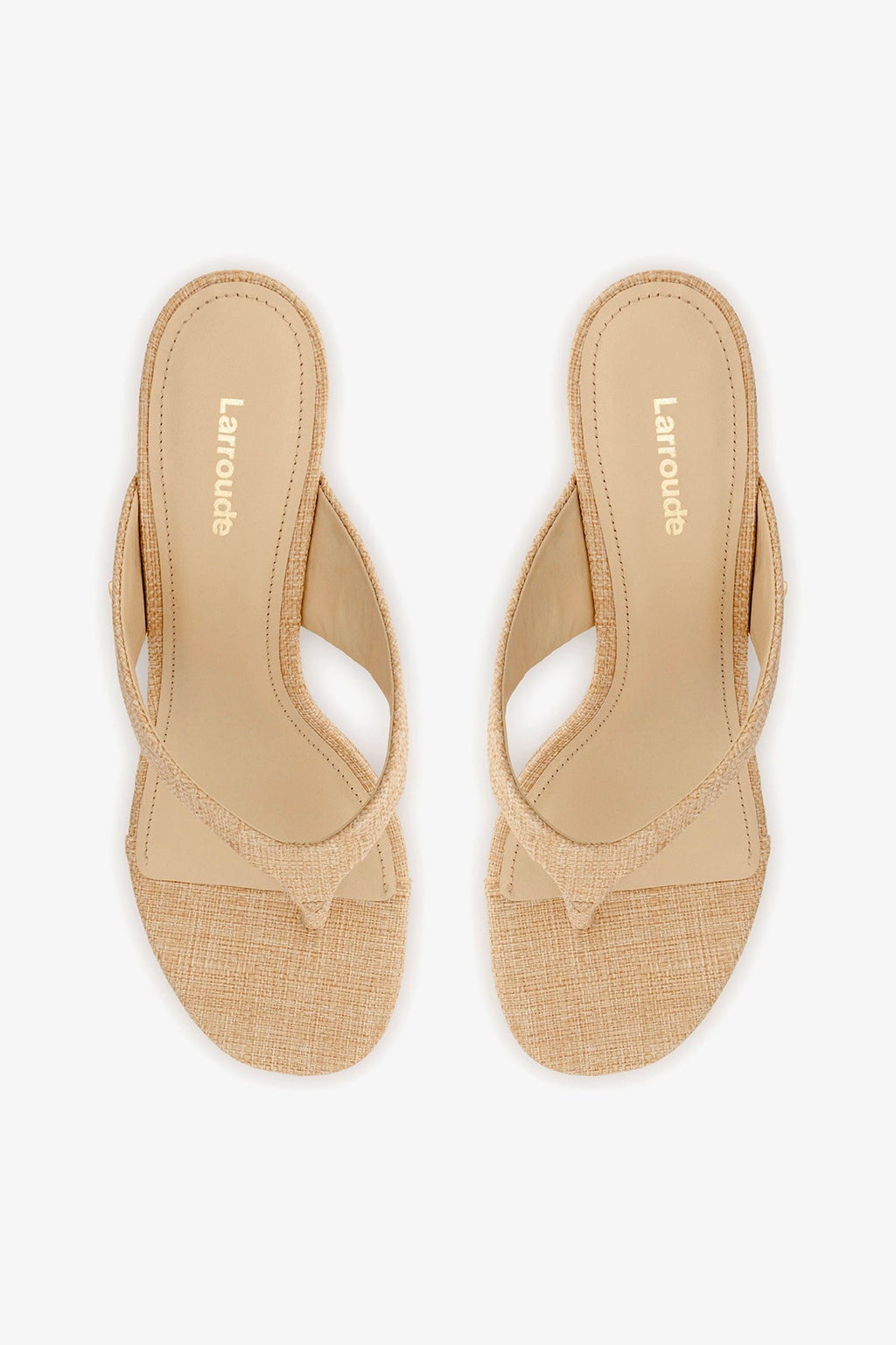 Larroude Gaia Low Wedge In Beige Raffia