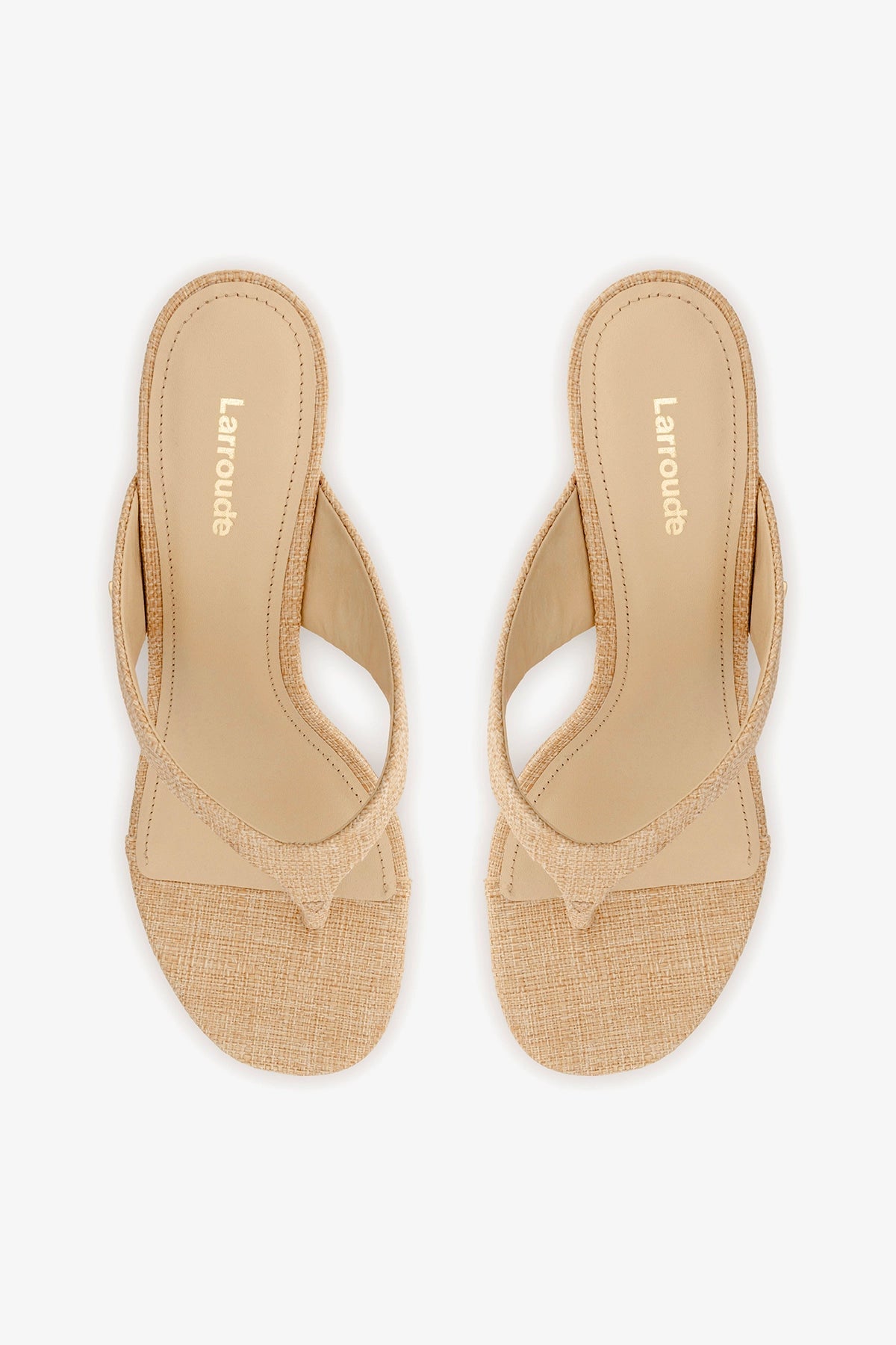 Larroude Gaia Low Wedge In Beige Raffia