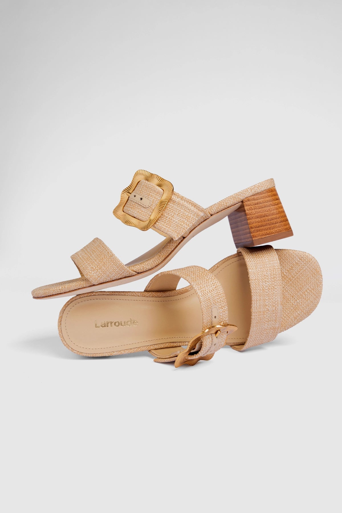 Larroude Maria Sandal Beige Raffia
