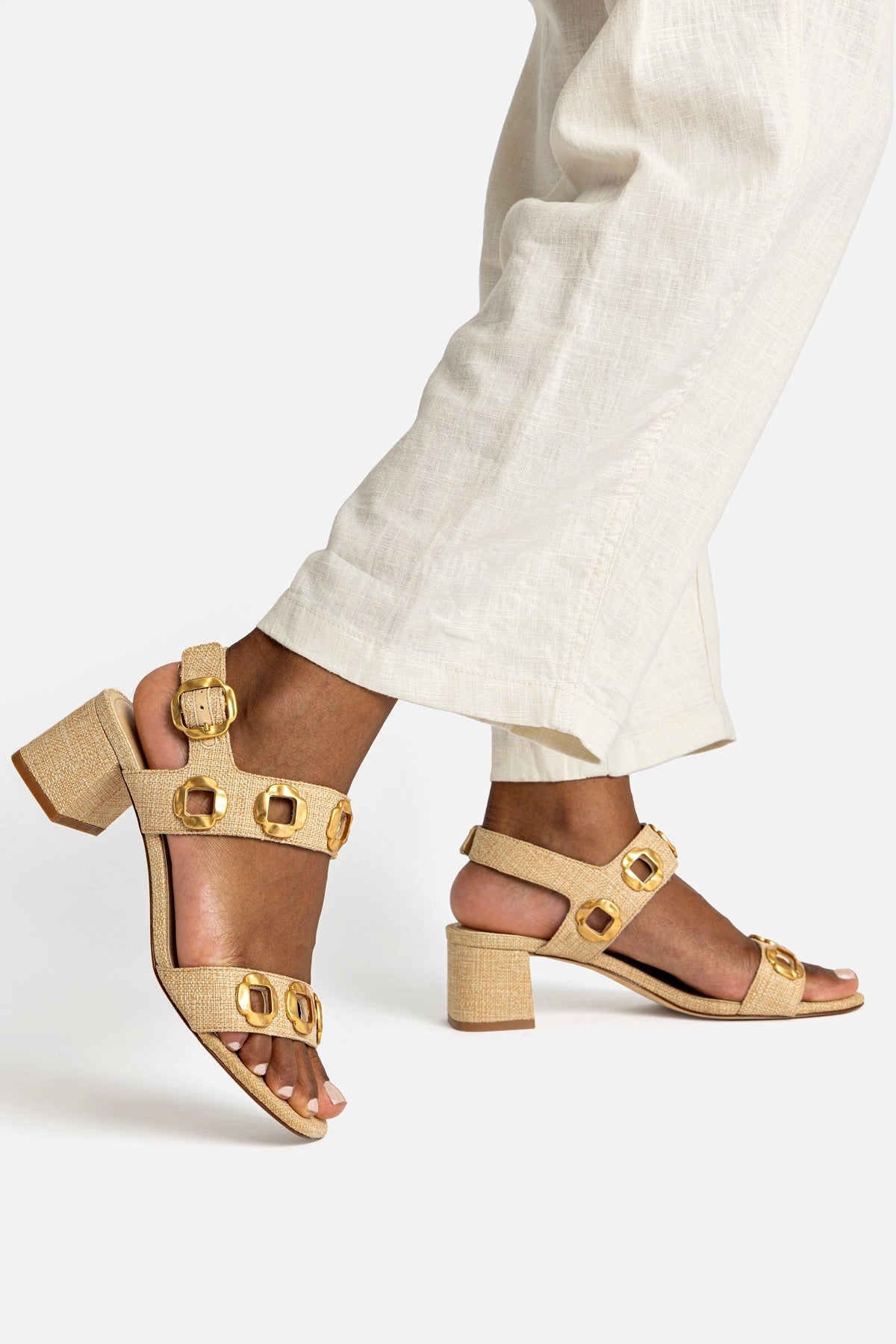 Larroude Milan Sandal In Beige Raffia
