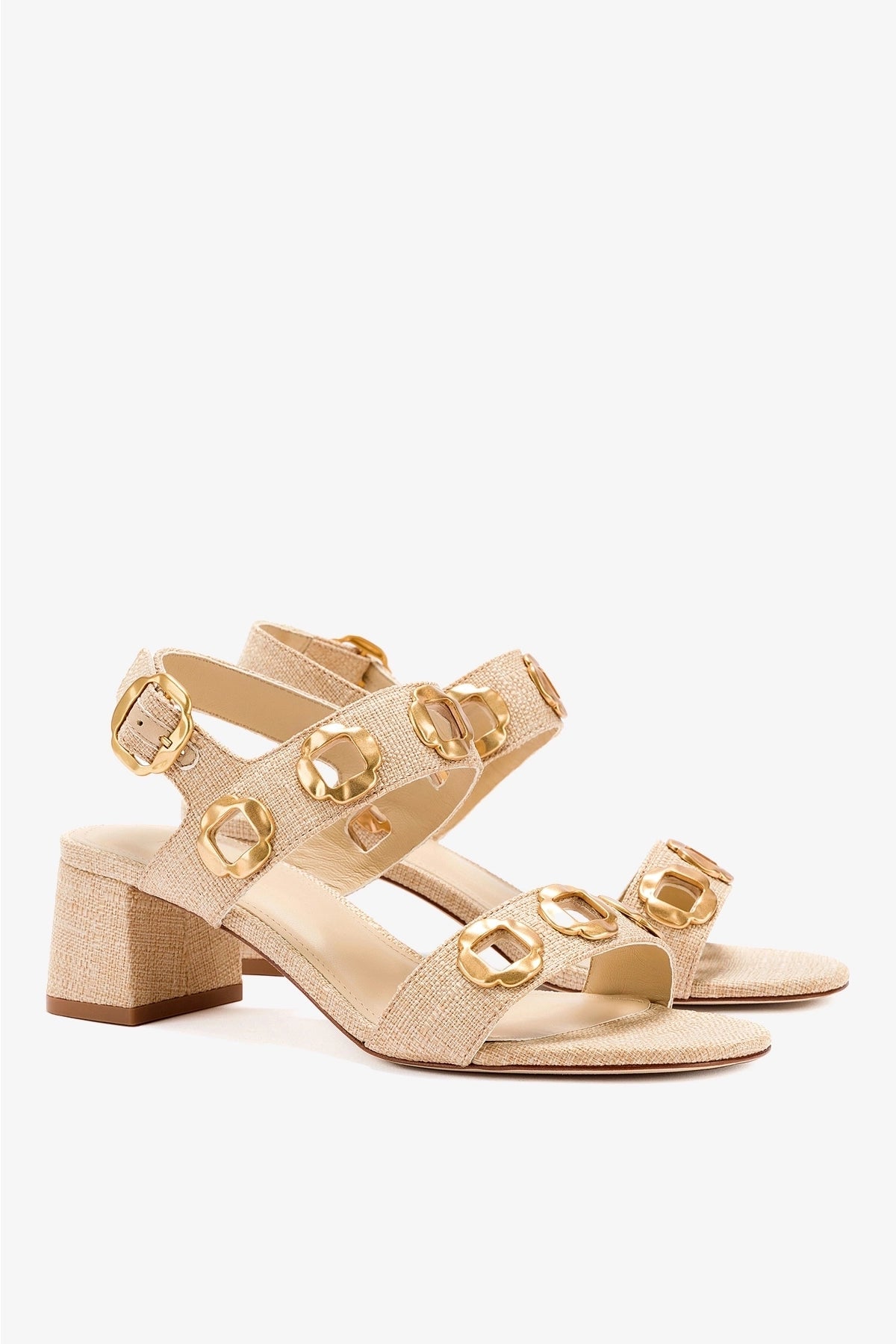 Larroude Milan Sandal In Beige Raffia