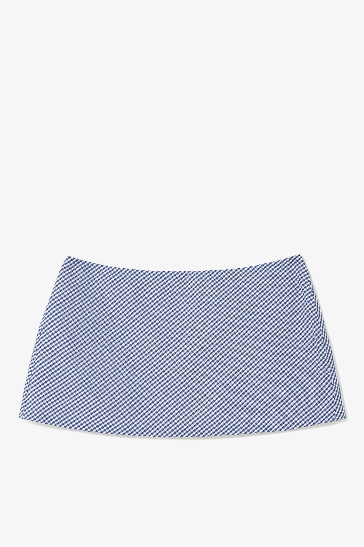 Larroude Ava Mini Skirt Navy Gingham Cotton