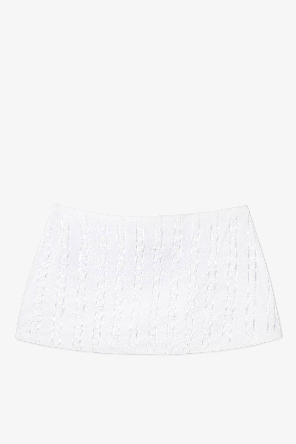 Larroude Ava Mini Skirt Striped White Cotton