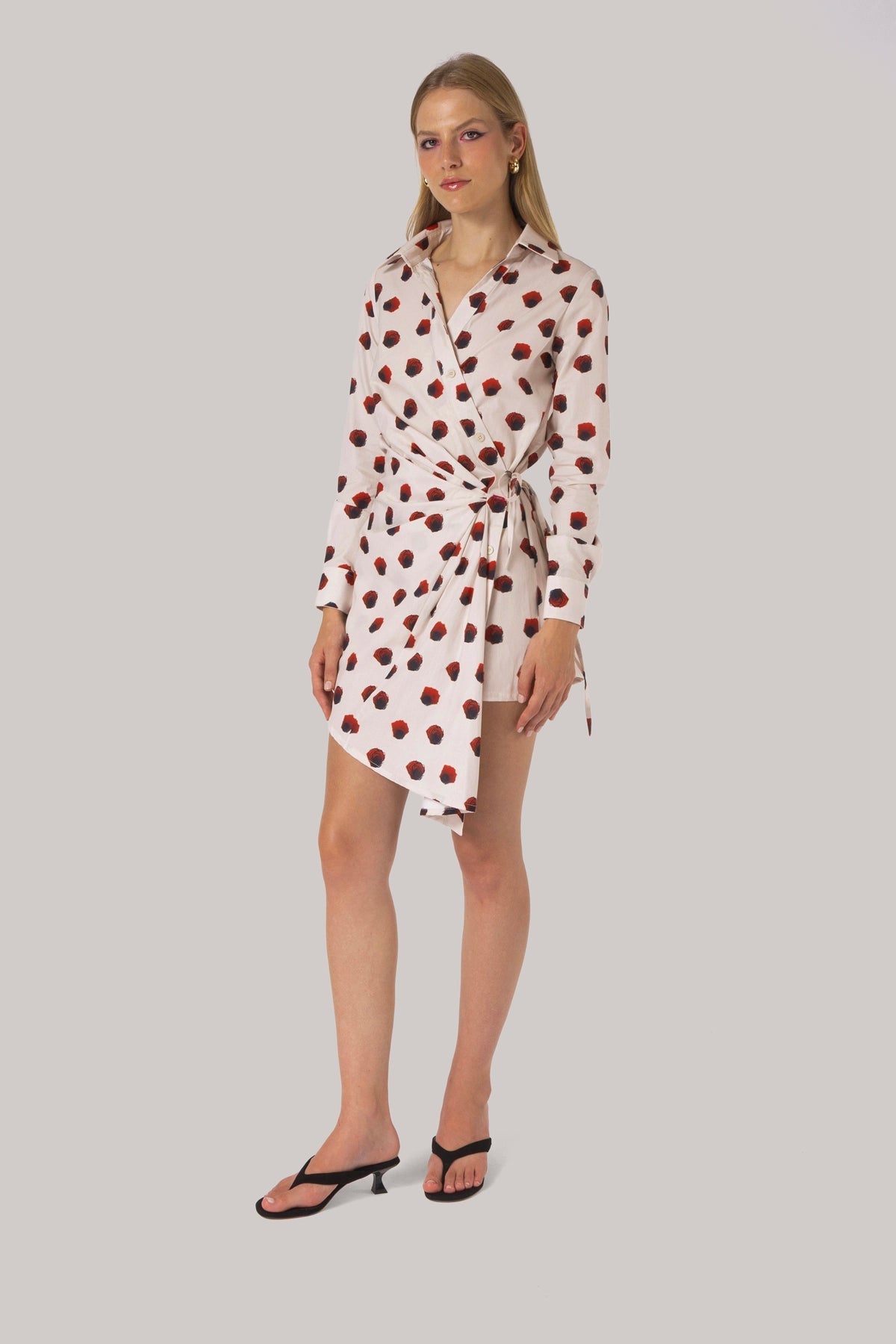 Larroude Sashi Wrap Dress White Floral Cotton