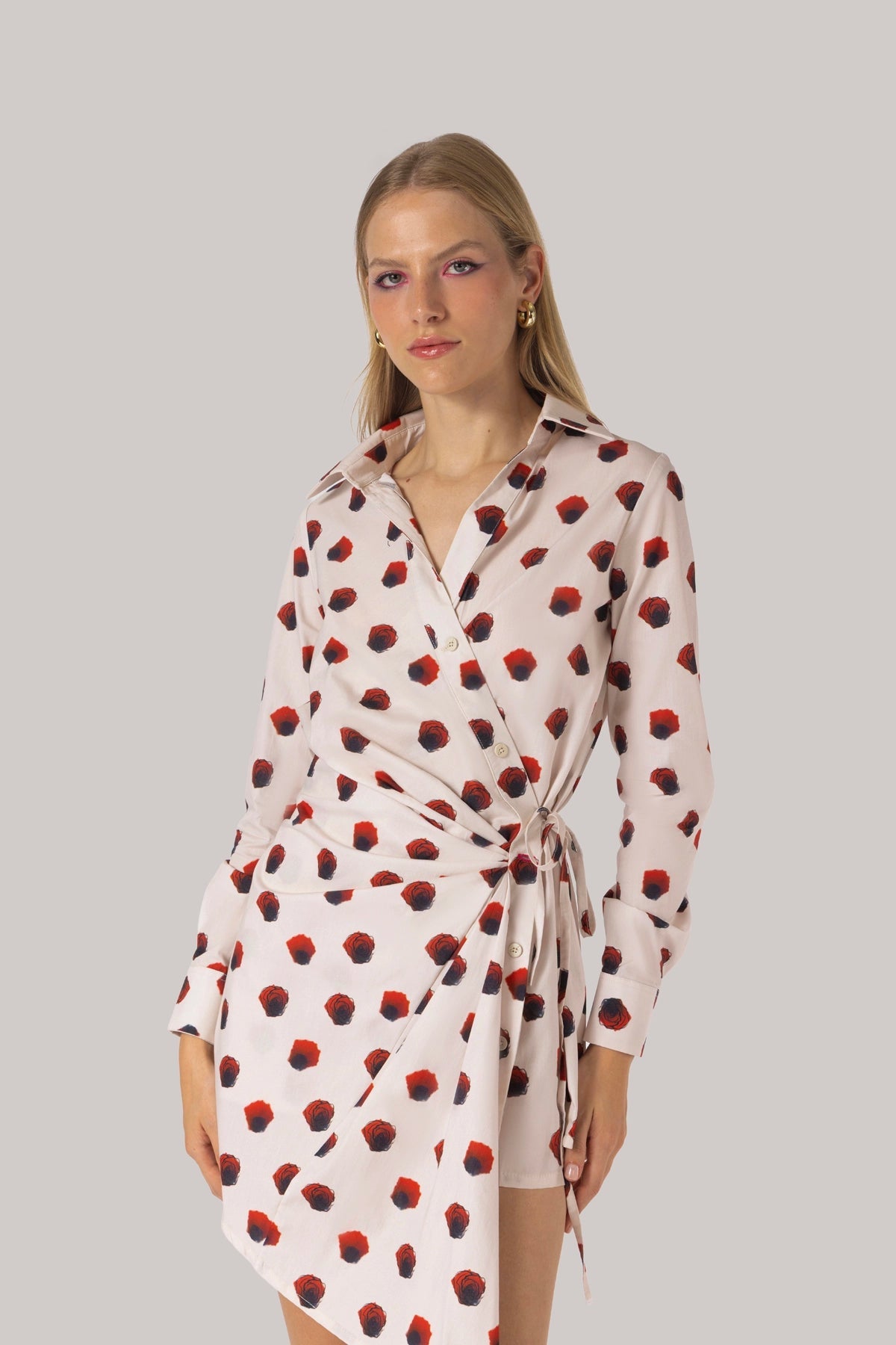 Larroude Sashi Wrap Dress White Floral Cotton