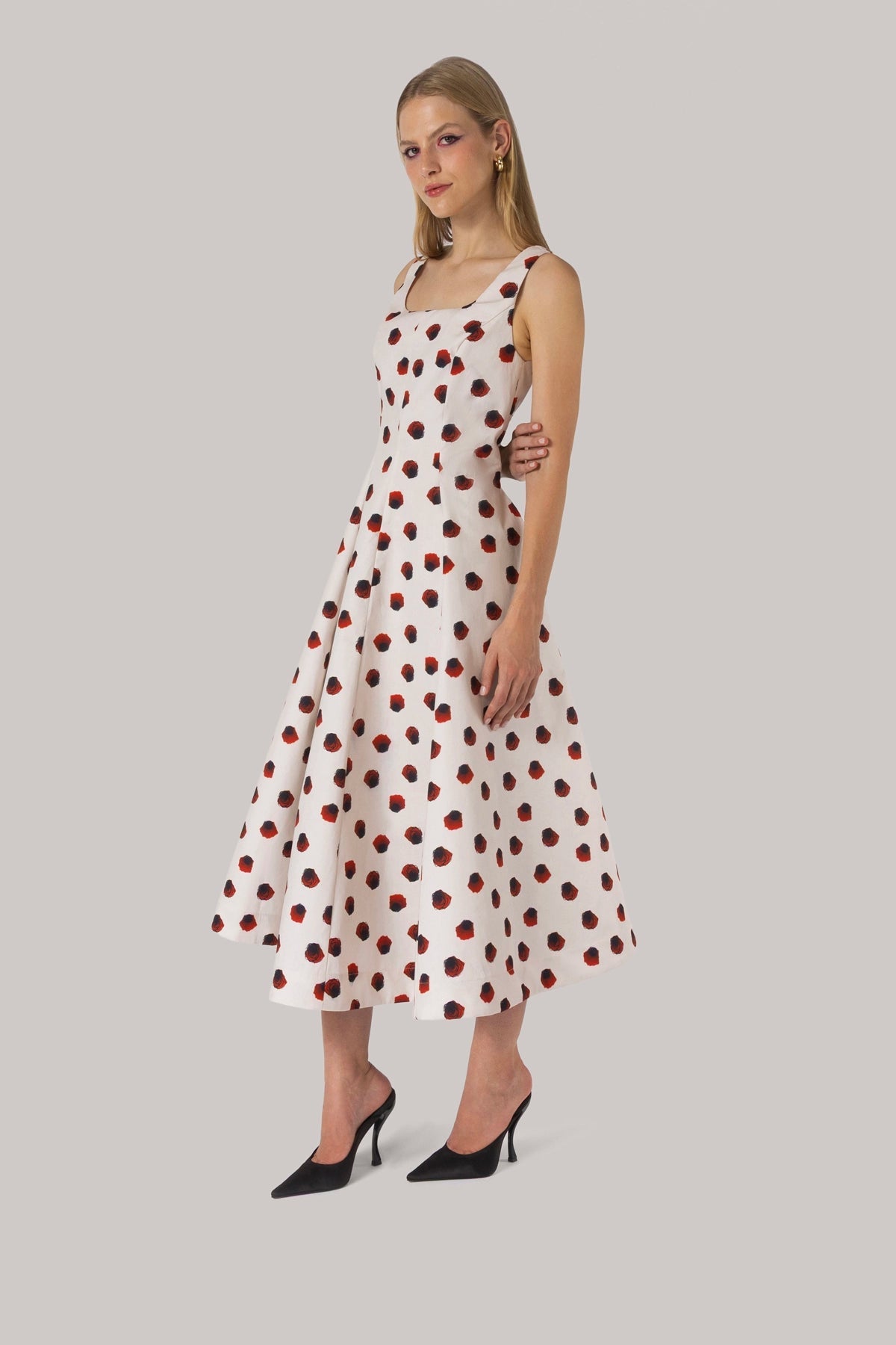 Larroude Sophia Dress White Floral Cotton