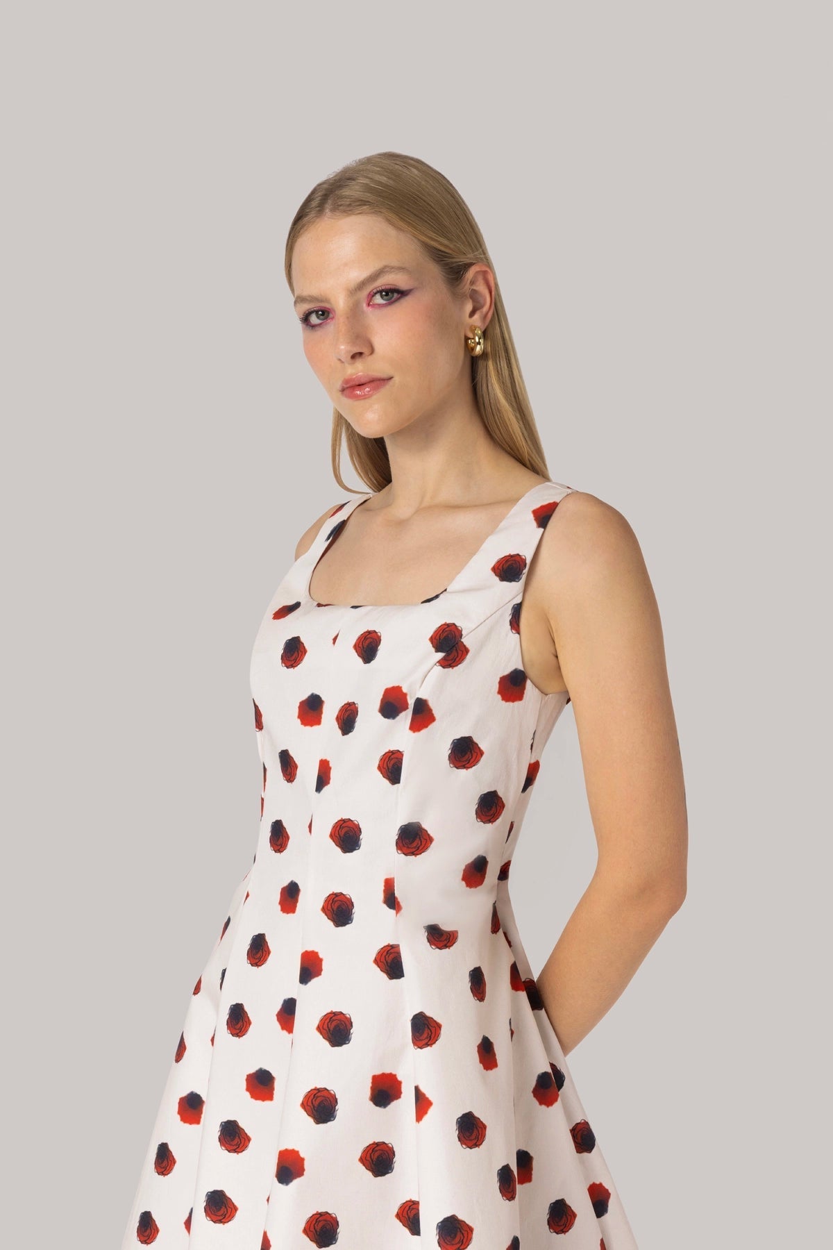 Larroude Sophia Dress White Floral Cotton