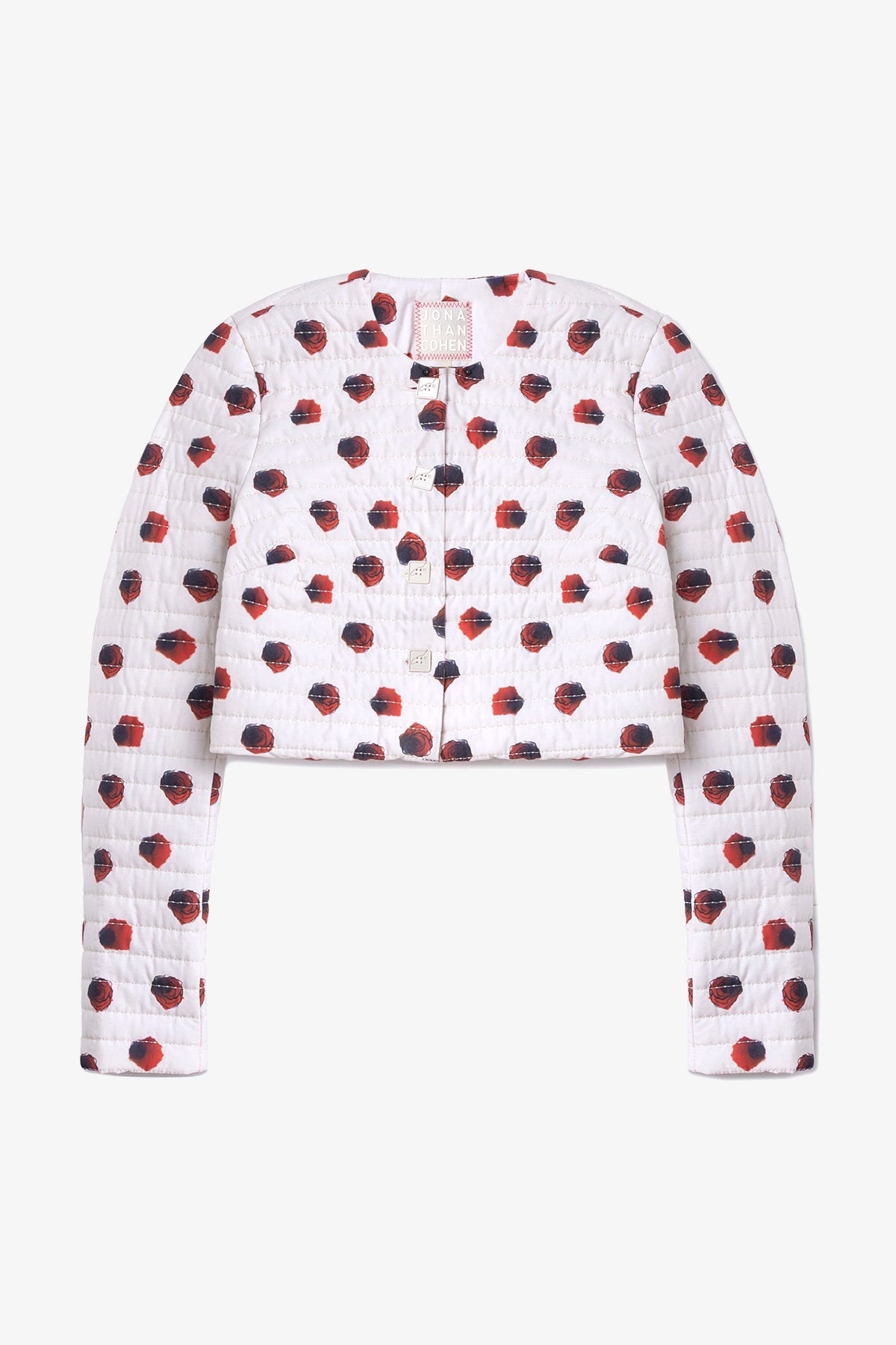 Larroude Gloria Cropped Jacket White Floral Cotton