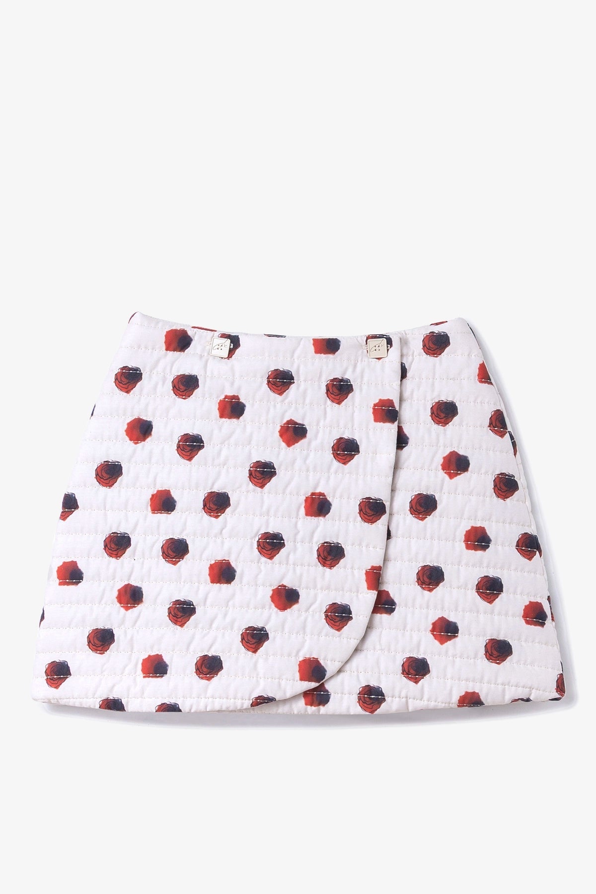 Larroude Marina Mini Skirt White Floral Cotton