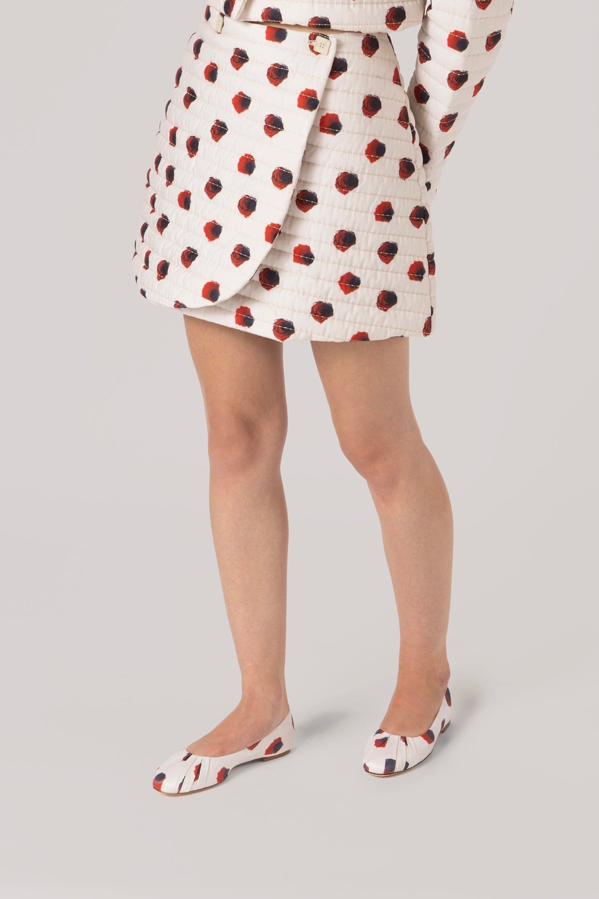 Larroude Marina Mini Skirt White Floral Cotton