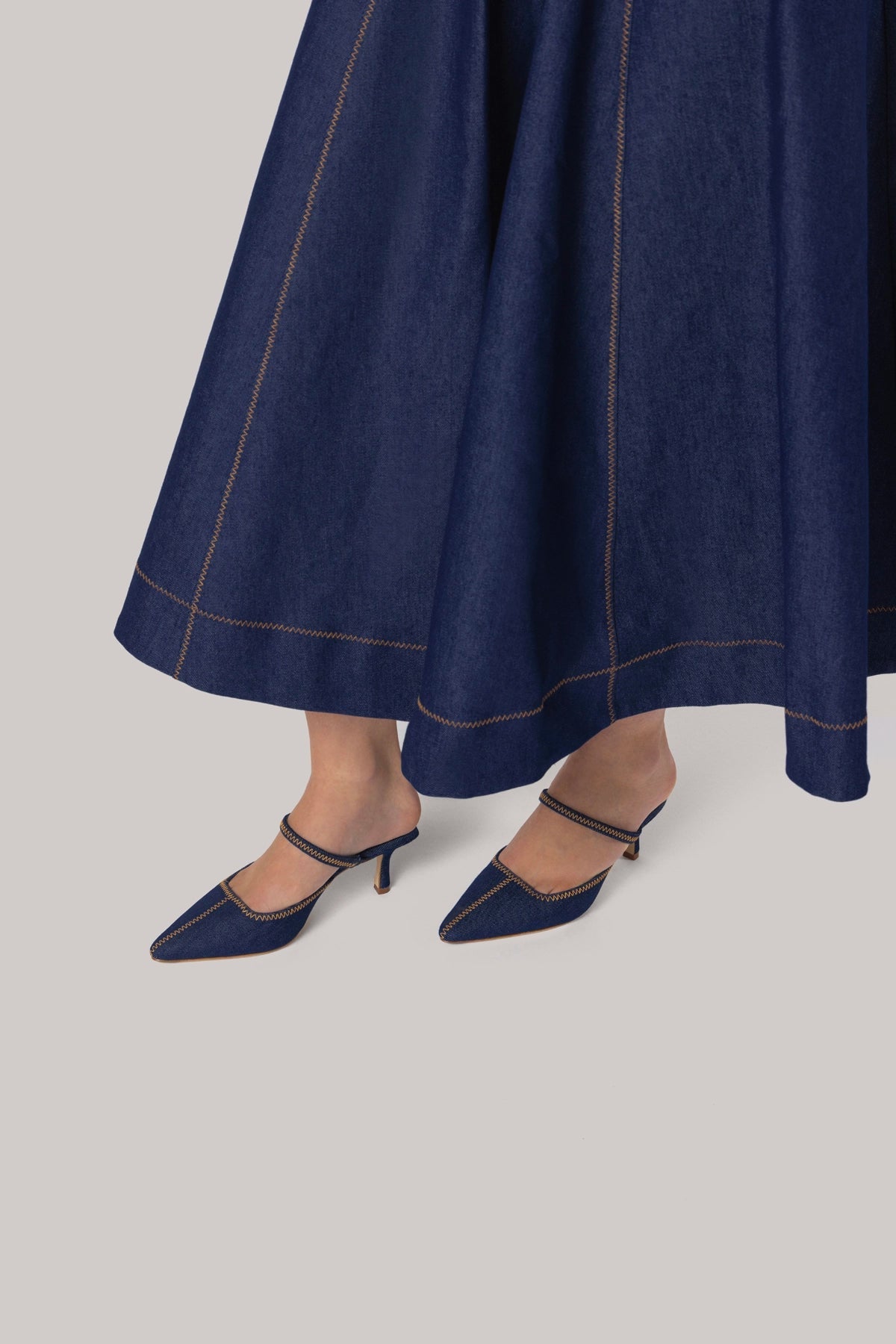 Larroude Sophia Dress Blue Denim