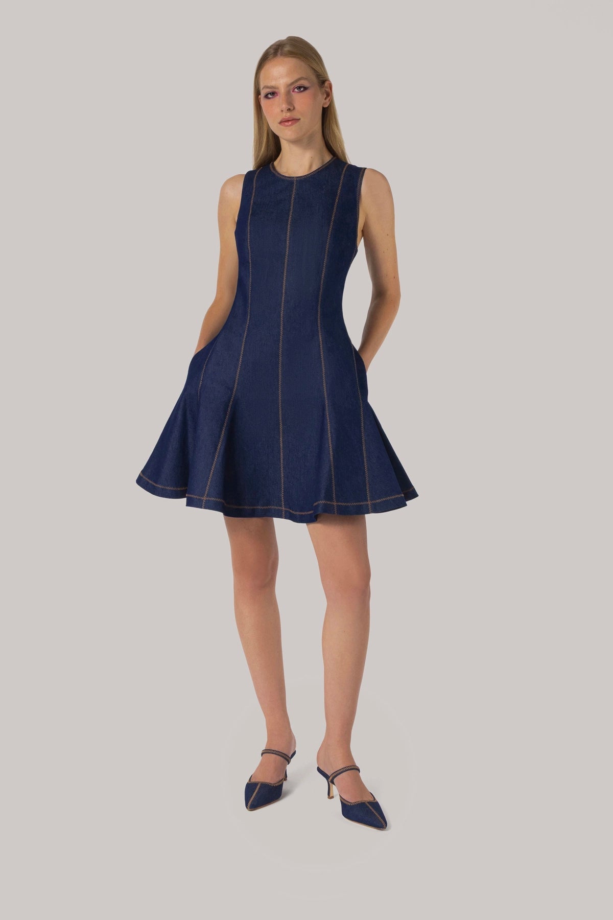 Larroude Sarah Dress Blue Denim