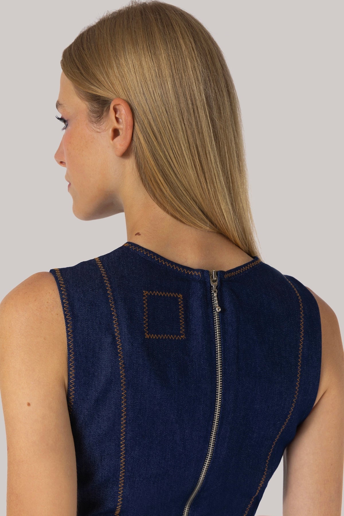 Larroude Sarah Dress Blue Denim