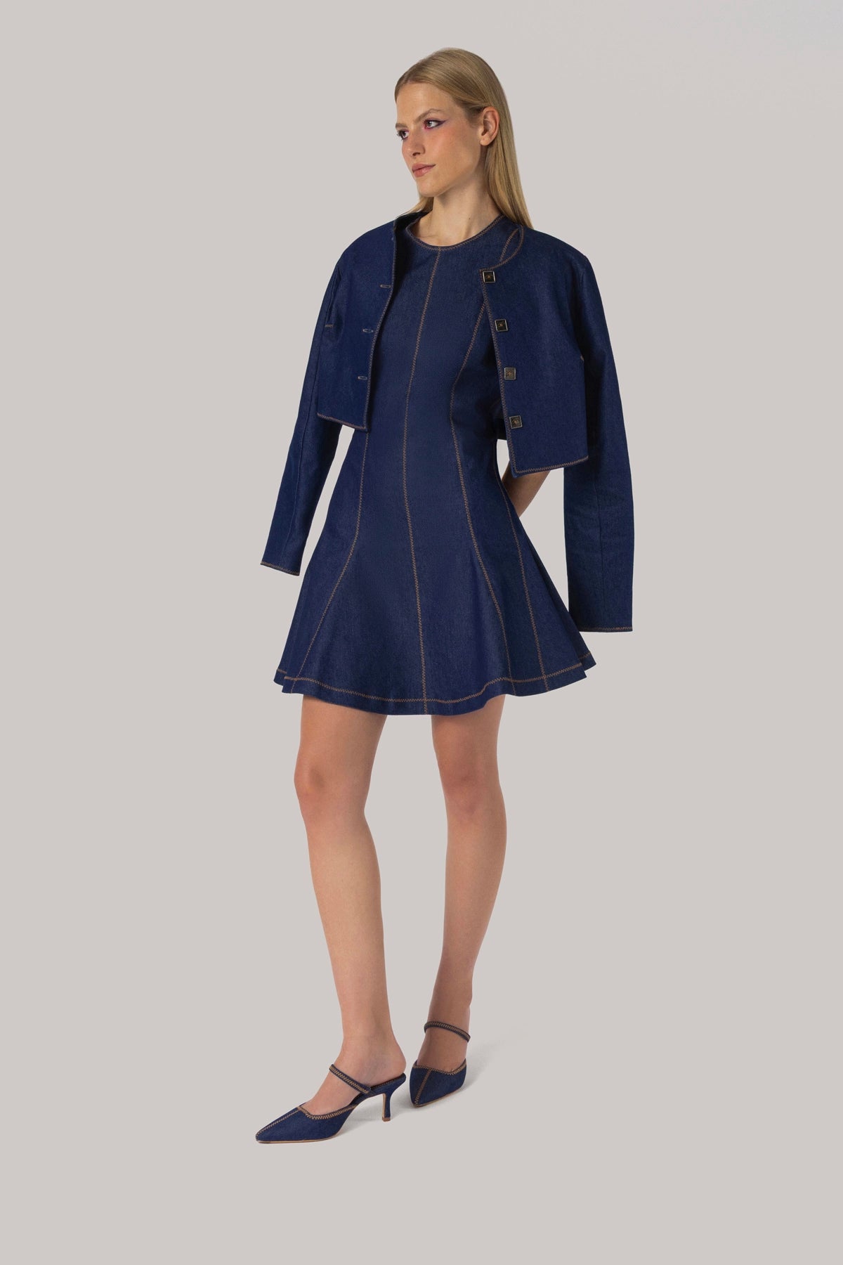 Larroude Sarah Dress Blue Denim