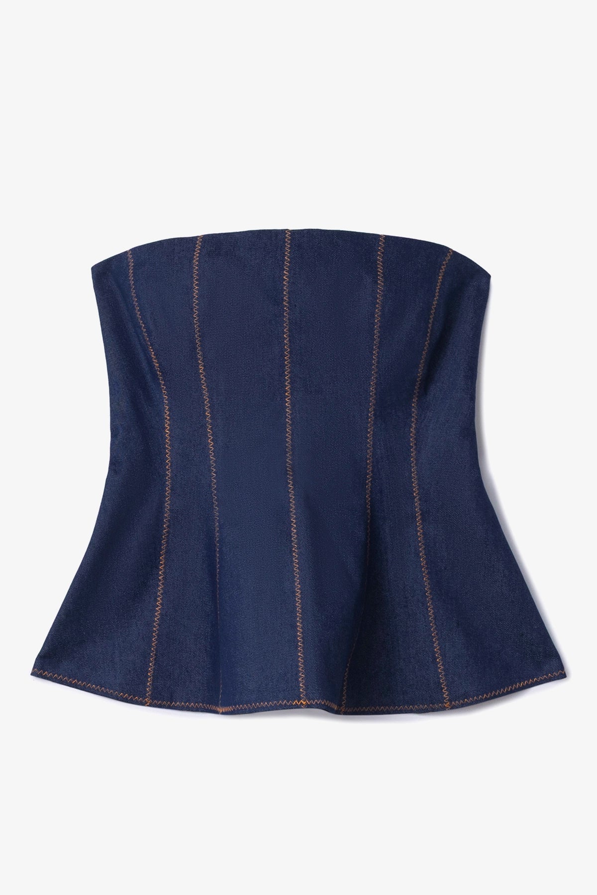 Larroude Claire Bustier Blue Denim