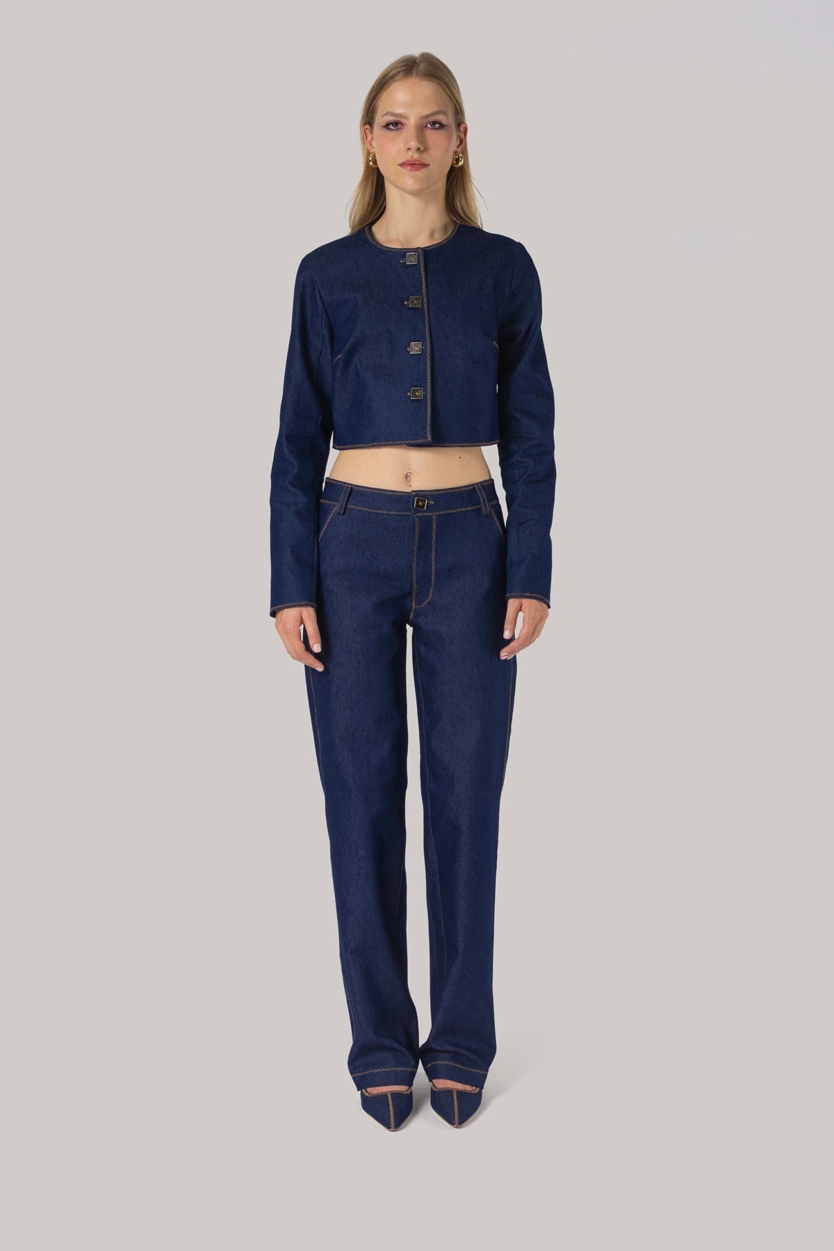 Larroude Carola Pant Blue Denim