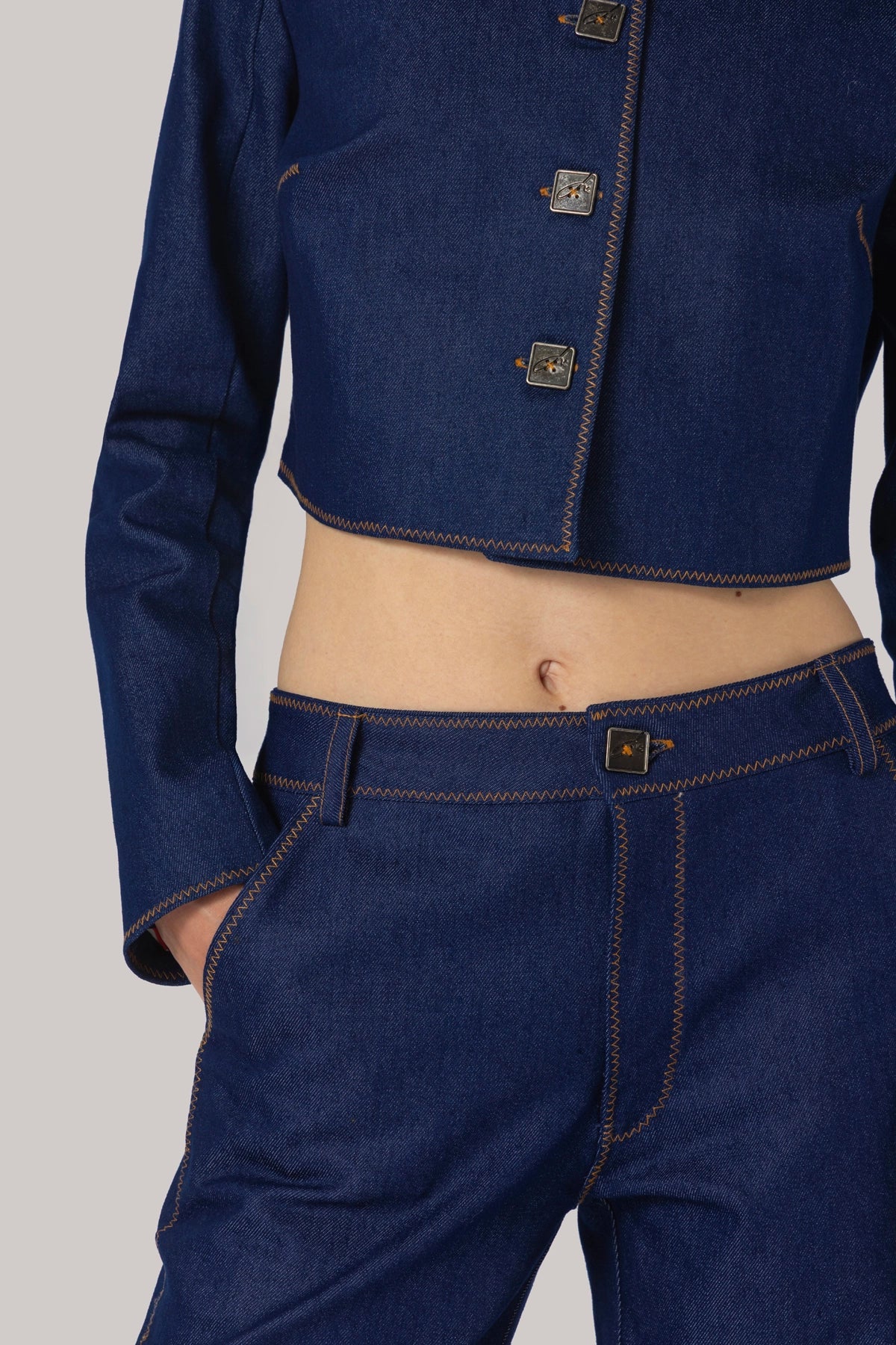 Larroude Carola Pant Blue Denim
